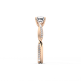 Asscher Cut 0.65 Carat Moissanite Ring – Criss Cross Pave Setting in Gold 16