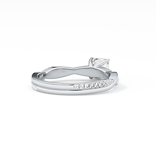 Asscher Cut 0.65 Carat Moissanite Ring – Criss Cross Pave Setting in Gold 2