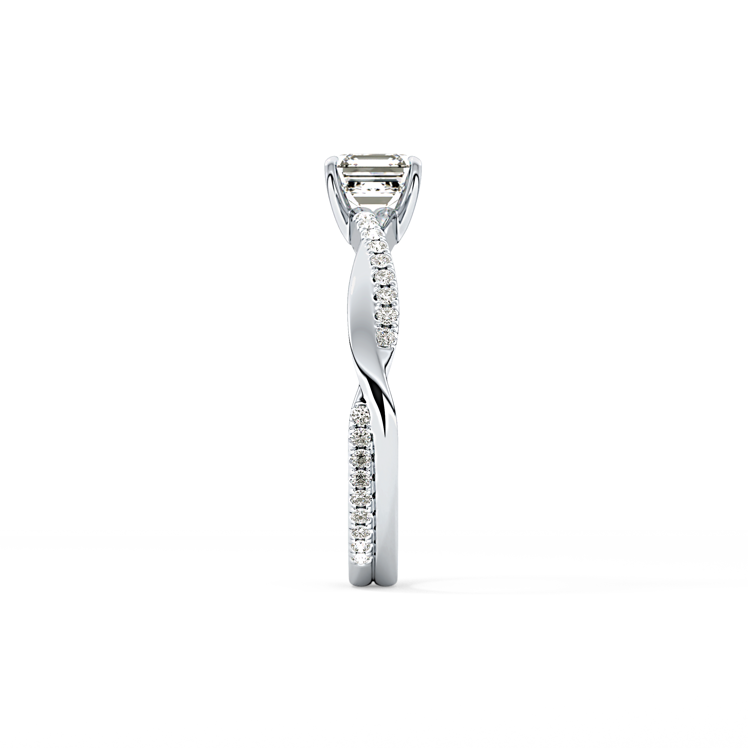 Asscher Cut 0.65 Carat Moissanite Ring – Criss Cross Pave Setting in Gold 6