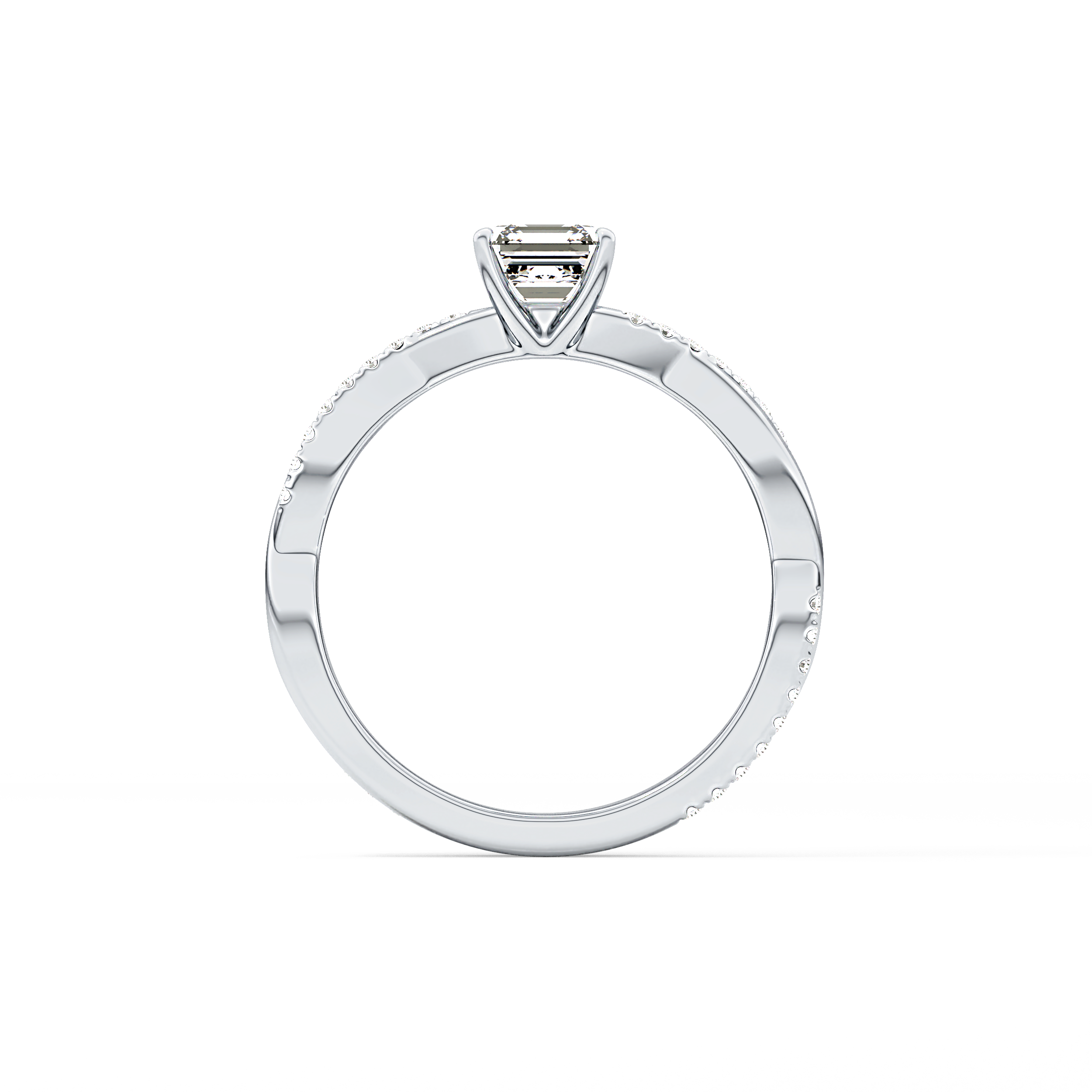 Asscher Cut 0.65 Carat Moissanite Ring – Criss Cross Pave Setting in Gold 4