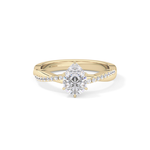 Pear Cut 0.81 Carat Moissanite Ring – Criss Cross Pave Setting in Gold