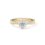Pear Cut 0.81 Carat Moissanite Ring – Criss Cross Pave Setting in Gold