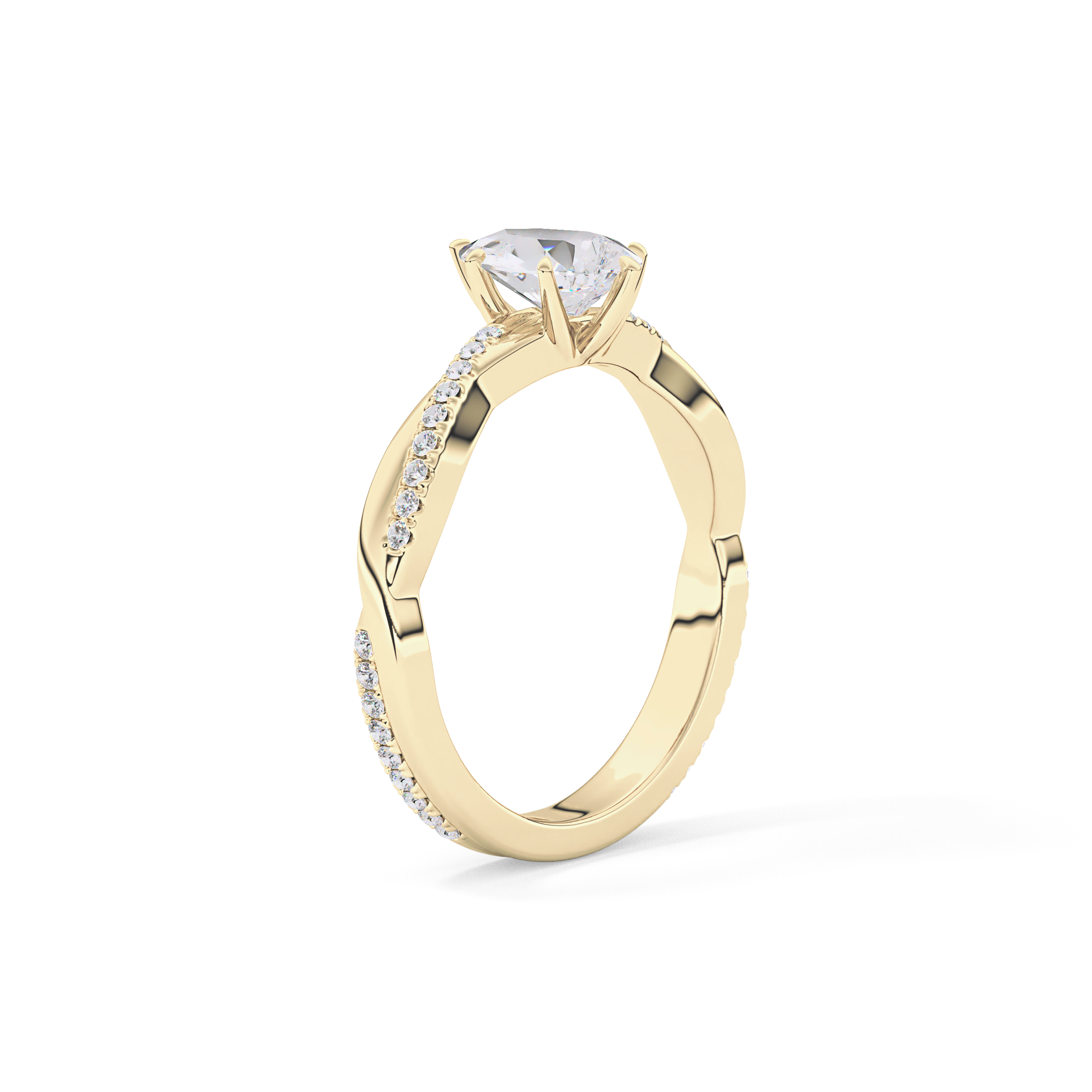 Pear Cut 0.81 Carat Moissanite Ring – Criss Cross Pave Setting in Gold