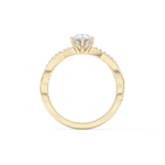 Pear Cut 0.81 Carat Moissanite Ring – Criss Cross Pave Setting in Gold