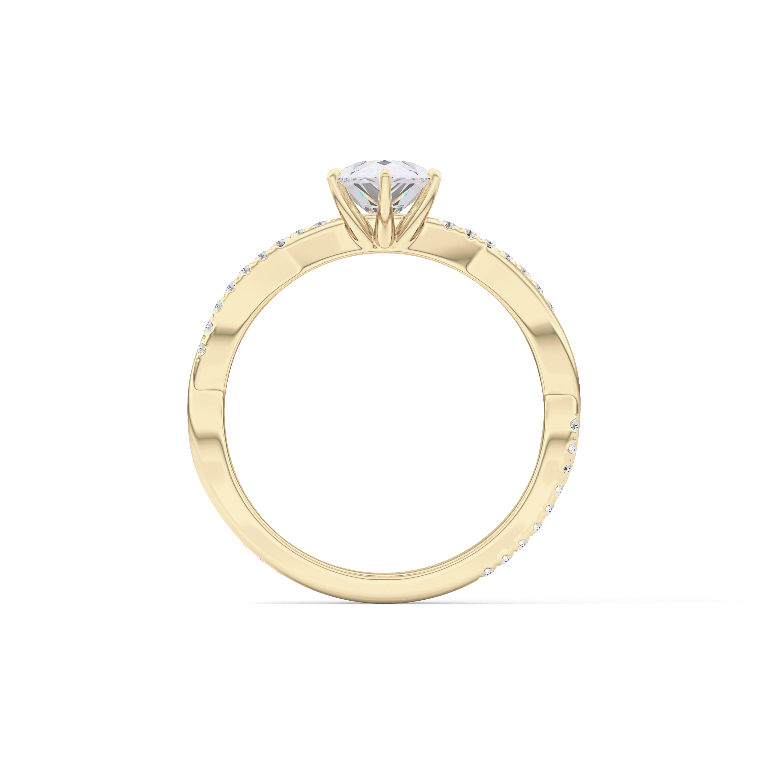 Pear Cut 0.81 Carat Moissanite Ring – Criss Cross Pave Setting in Gold