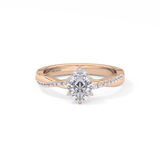 Pear Cut 0.81 Carat Moissanite Ring – Criss Cross Pave Setting in Gold
