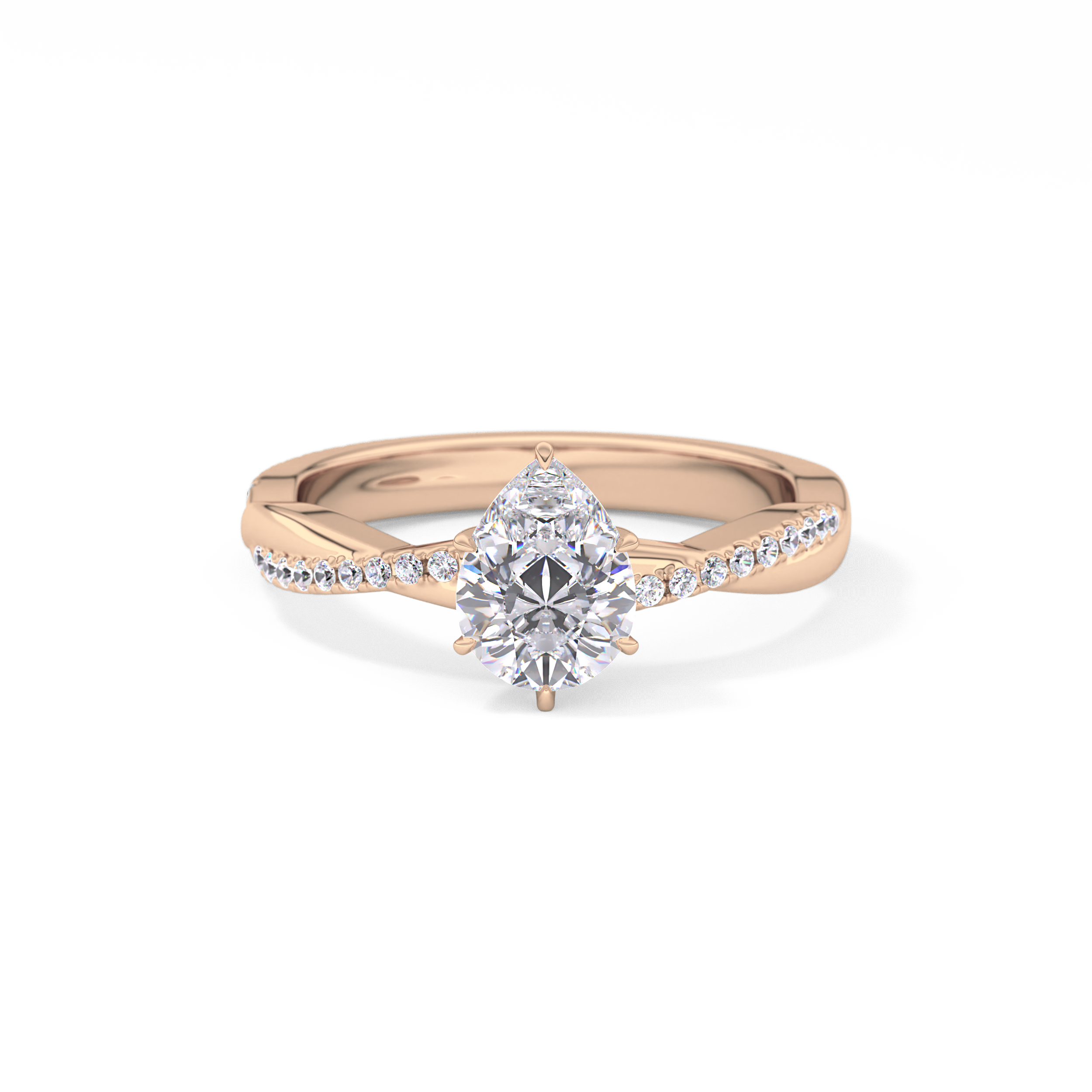 Pear Cut 0.81 Carat Moissanite Ring – Criss Cross Pave Setting in Gold