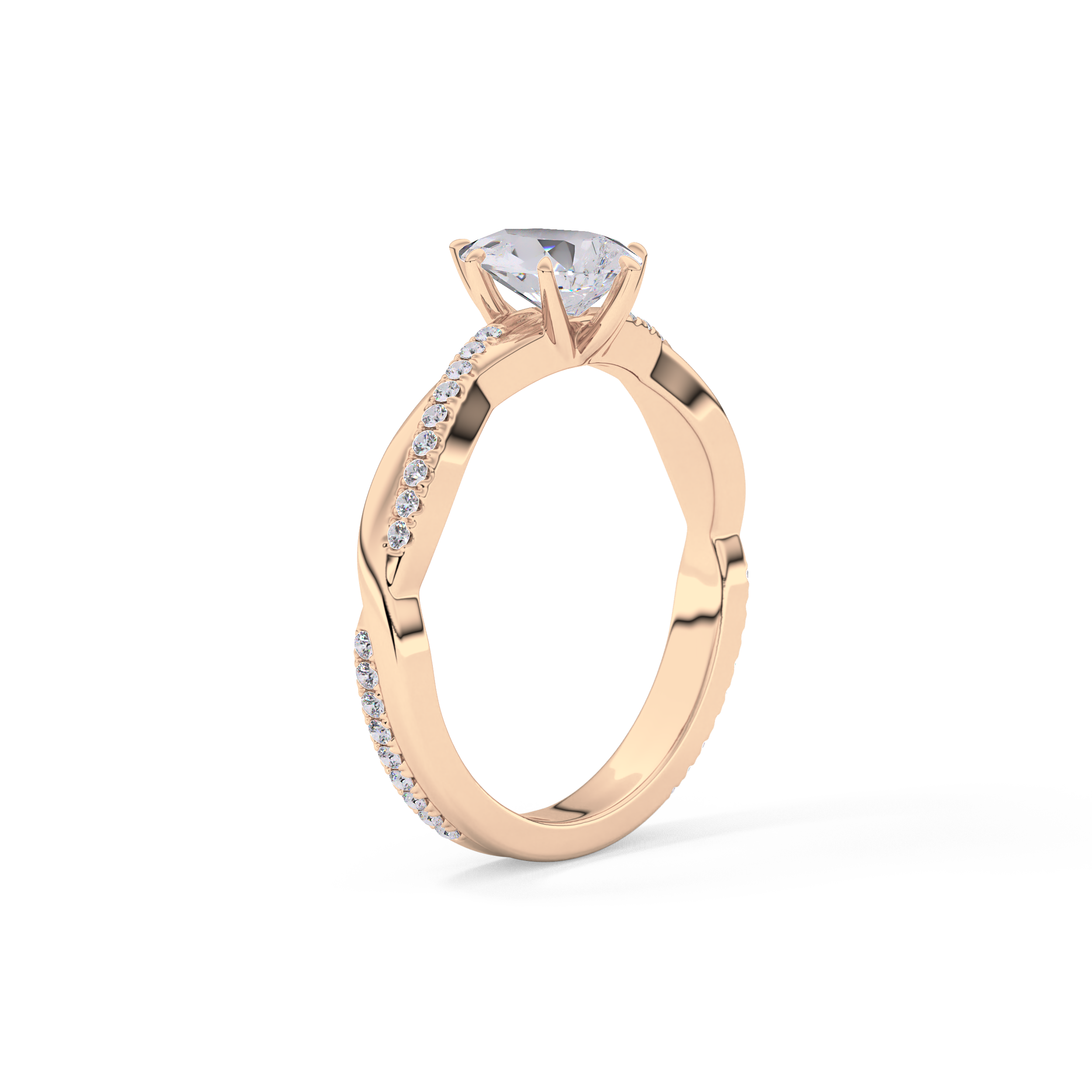Pear Cut 0.81 Carat Moissanite Ring – Criss Cross Pave Setting in Gold