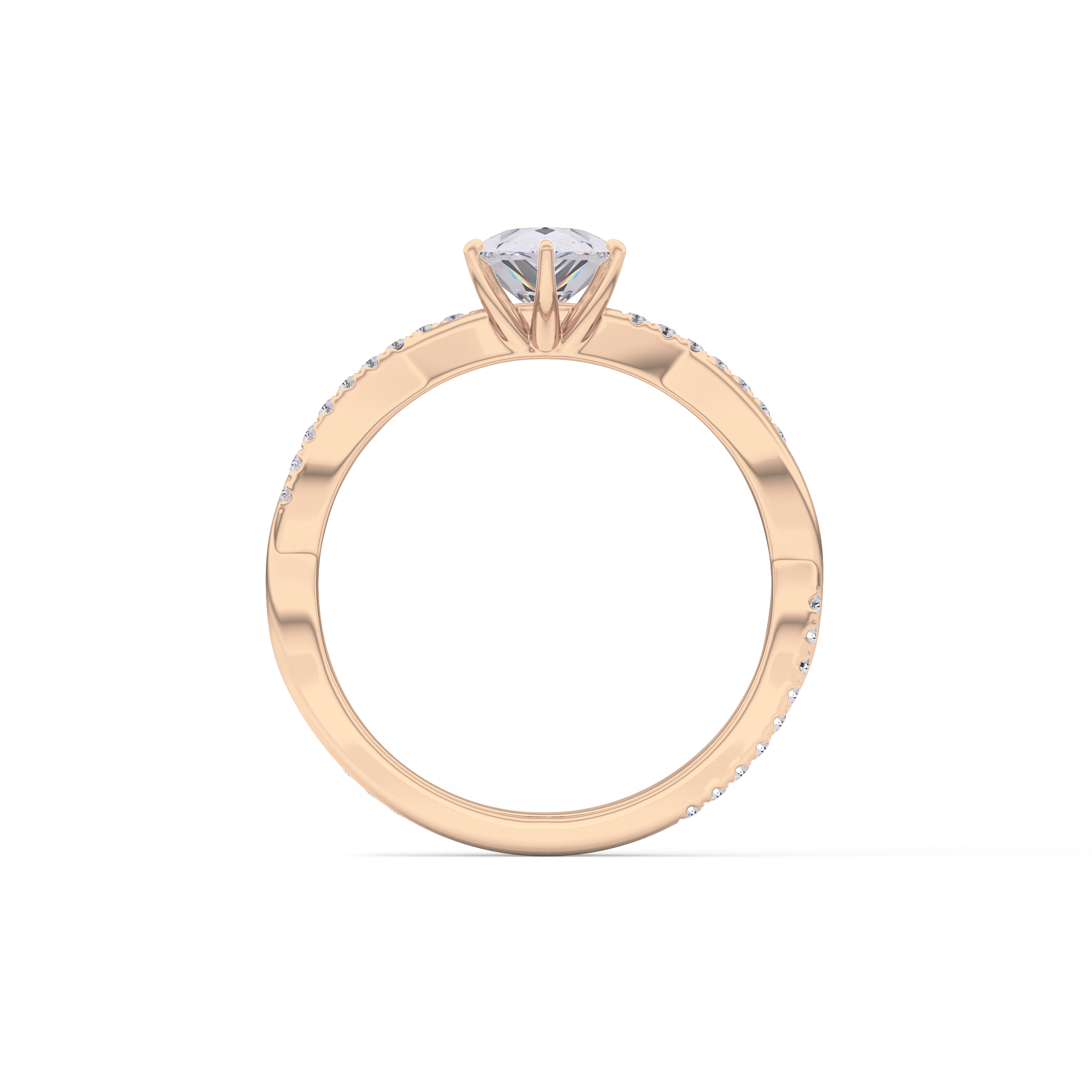 Pear Cut 0.81 Carat Moissanite Ring – Criss Cross Pave Setting in Gold