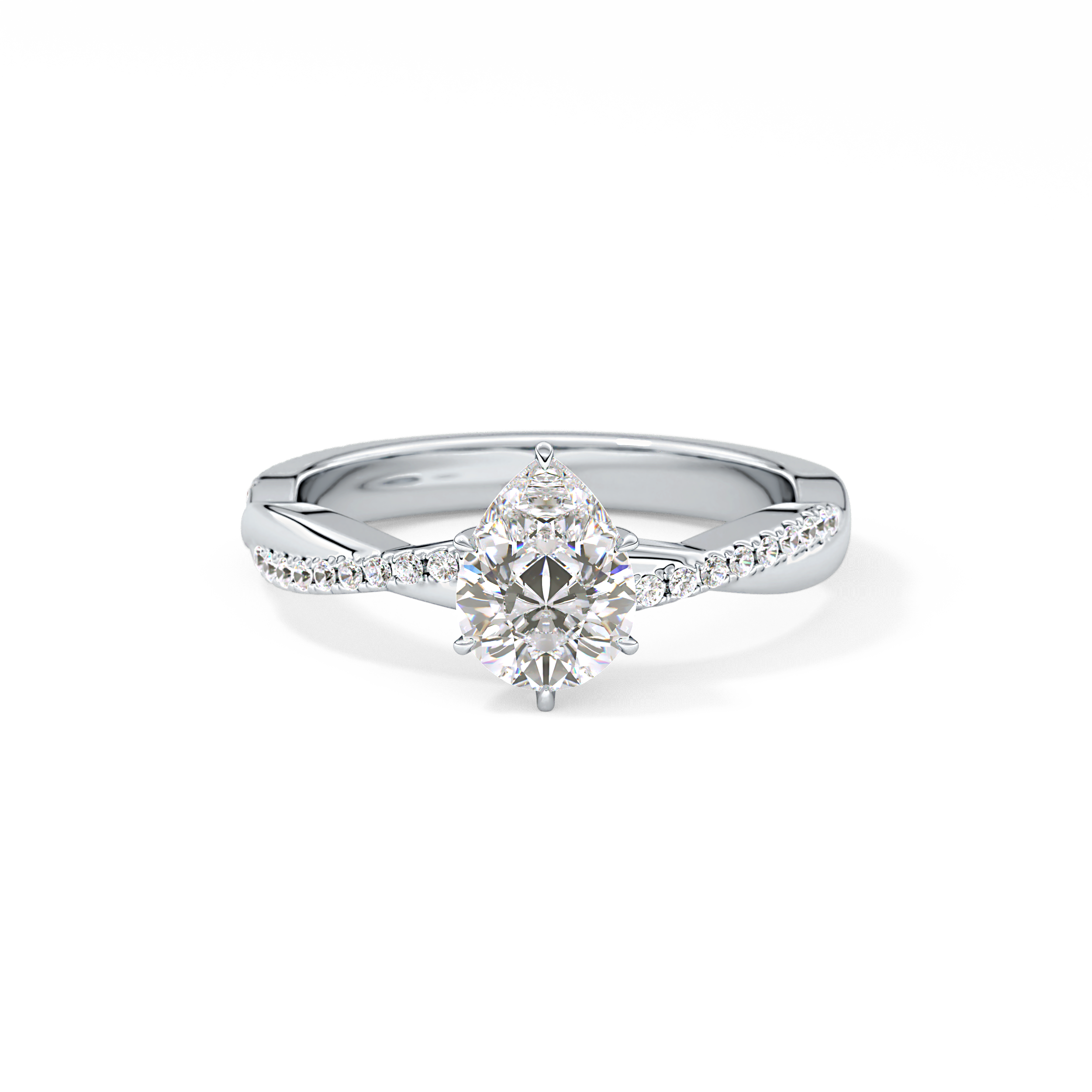 Pear Cut 0.81 Carat Moissanite Ring – Criss Cross Pave Setting in Gold