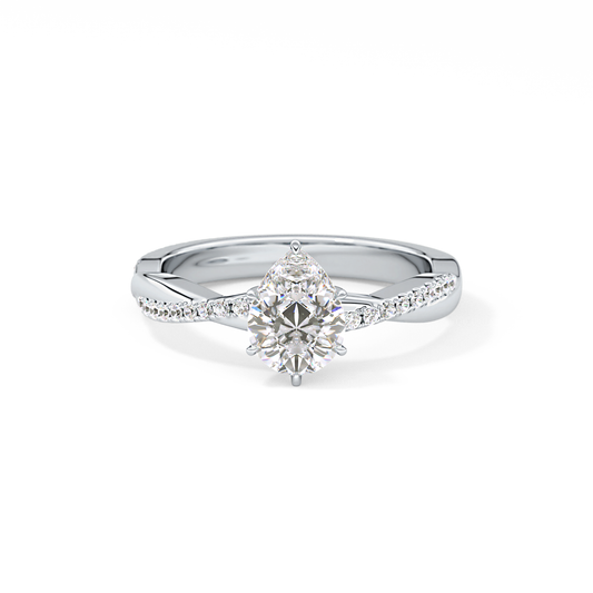 Pear Cut 0.81 Carat Moissanite Ring – Criss Cross Pave Setting in Gold