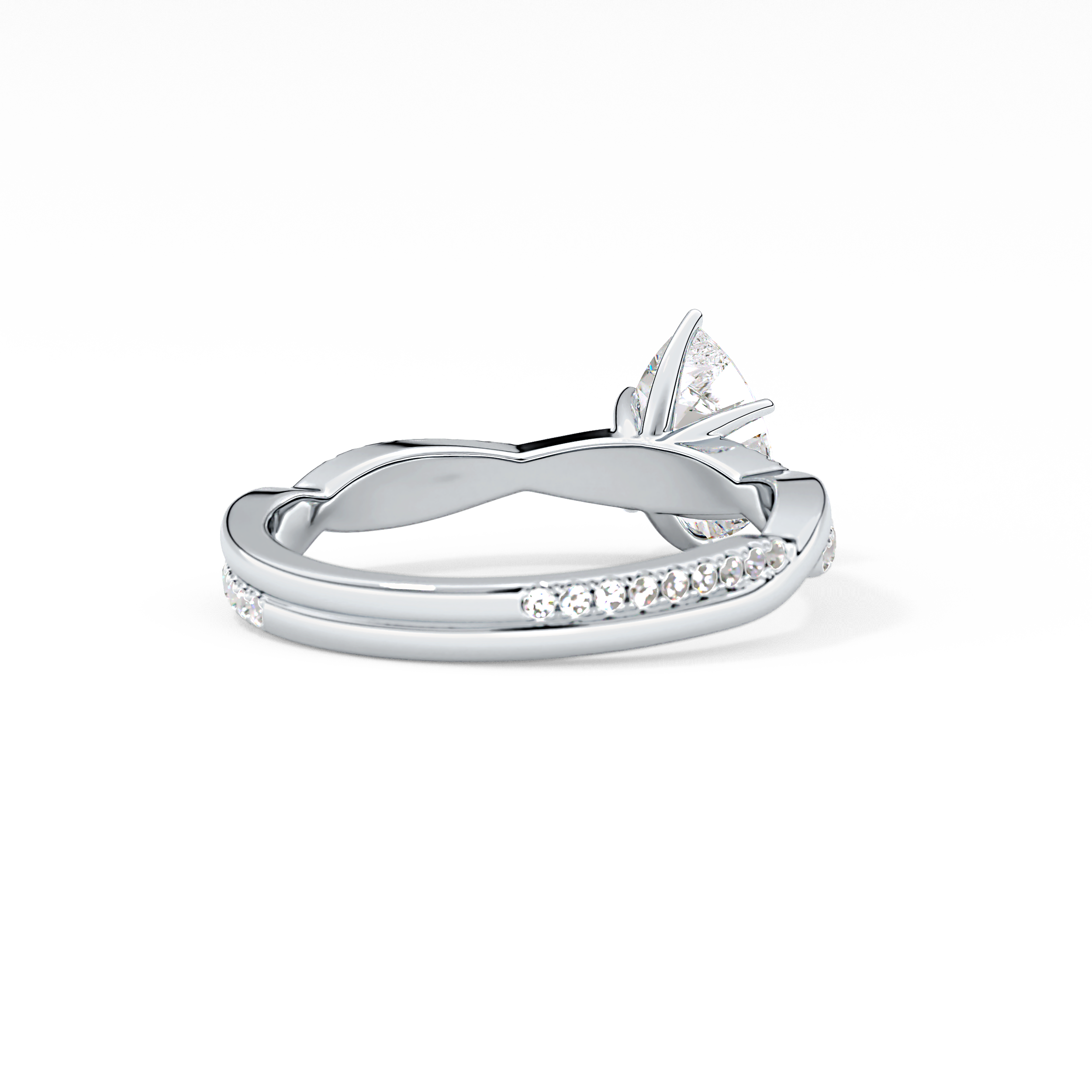 Pear Cut 0.81 Carat Moissanite Ring – Criss Cross Pave Setting in Gold