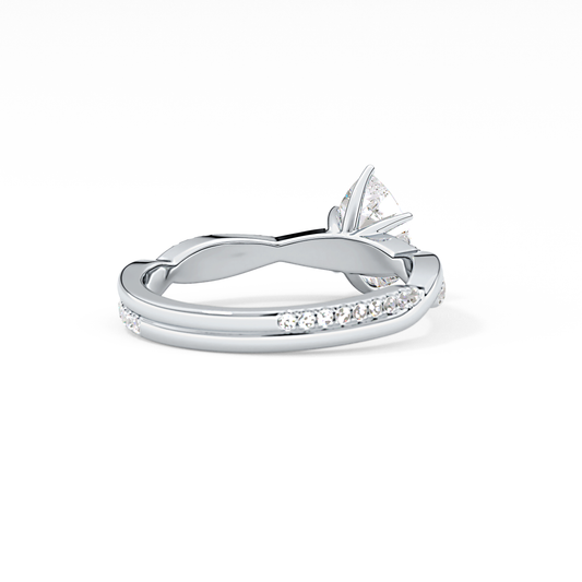 Pear Cut 0.81 Carat Moissanite Ring – Criss Cross Pave Setting in Gold