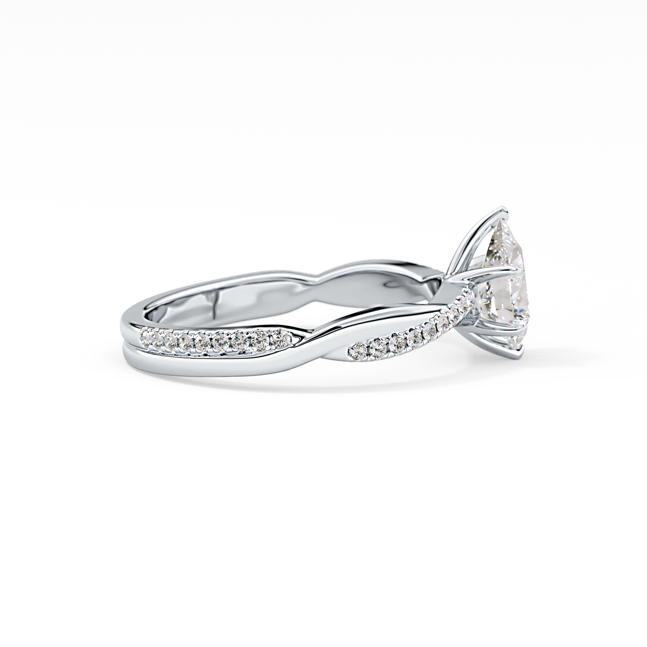 Pear Cut 0.81 Carat Moissanite Ring – Criss Cross Pave Setting in Gold