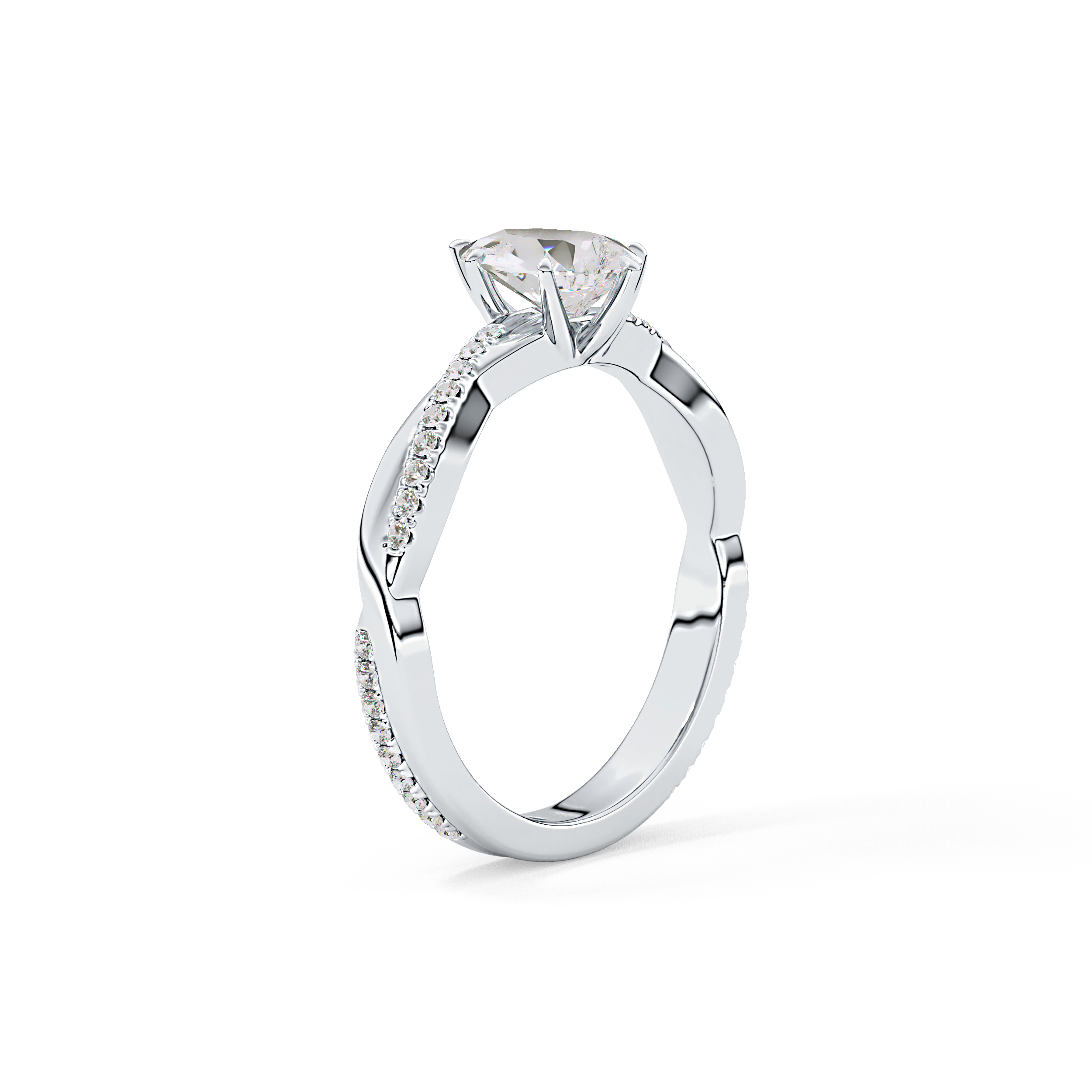Pear Cut 0.81 Carat Moissanite Ring – Criss Cross Pave Setting in Gold