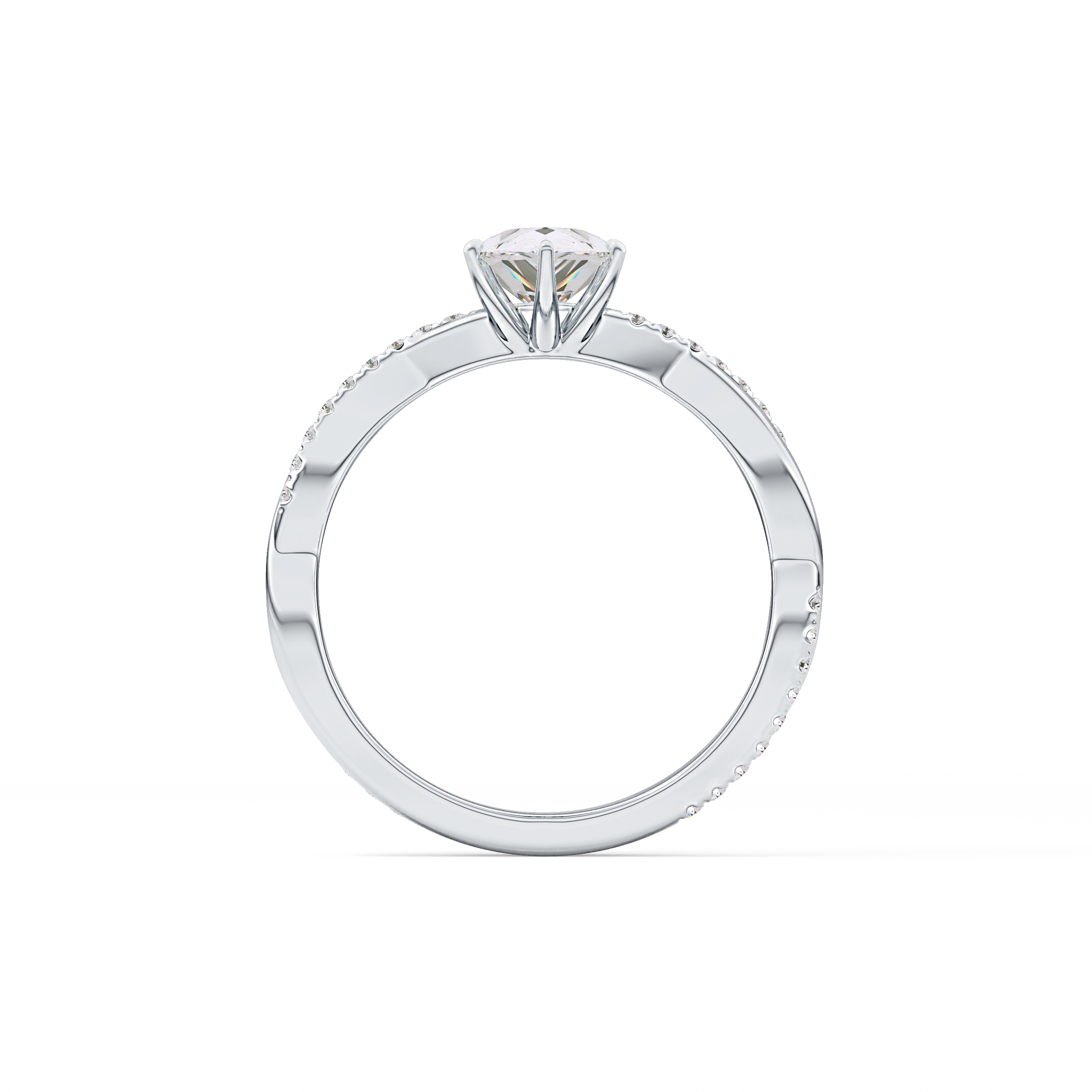 Pear Cut 0.81 Carat Moissanite Ring – Criss Cross Pave Setting in Gold