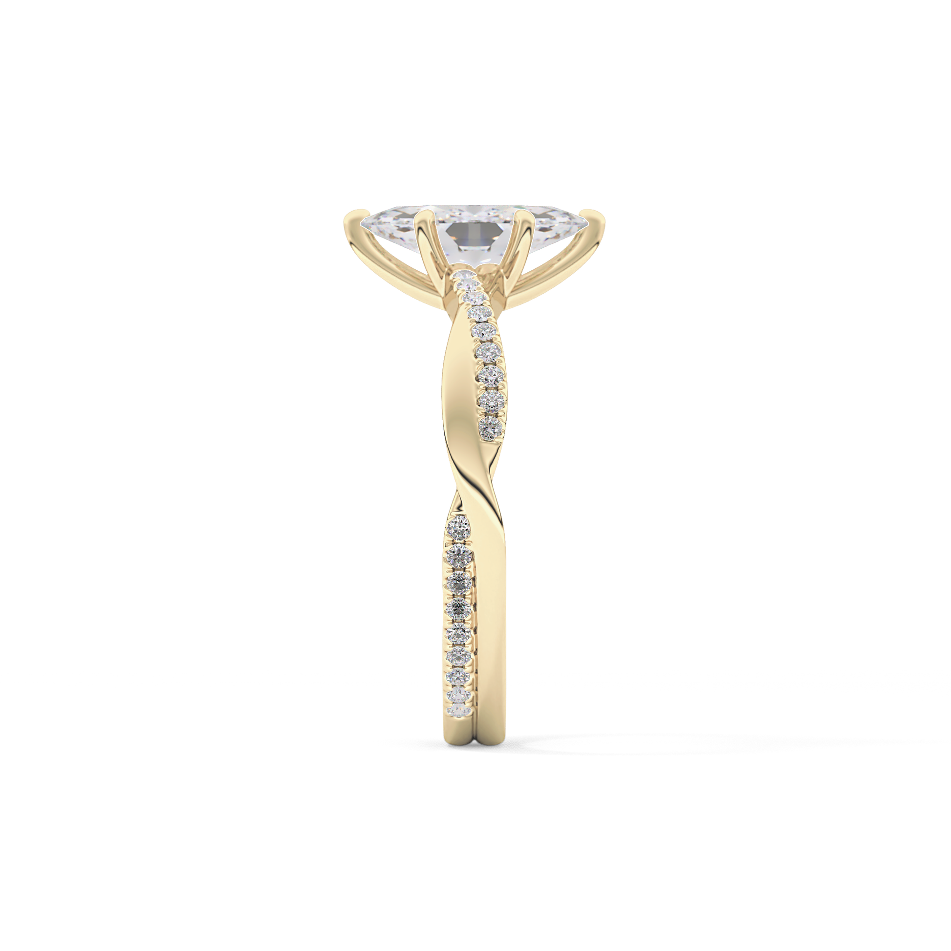 Marquise Cut 0.82 Carat Moissanite Ring – Criss Cross Pave Setting in Gold