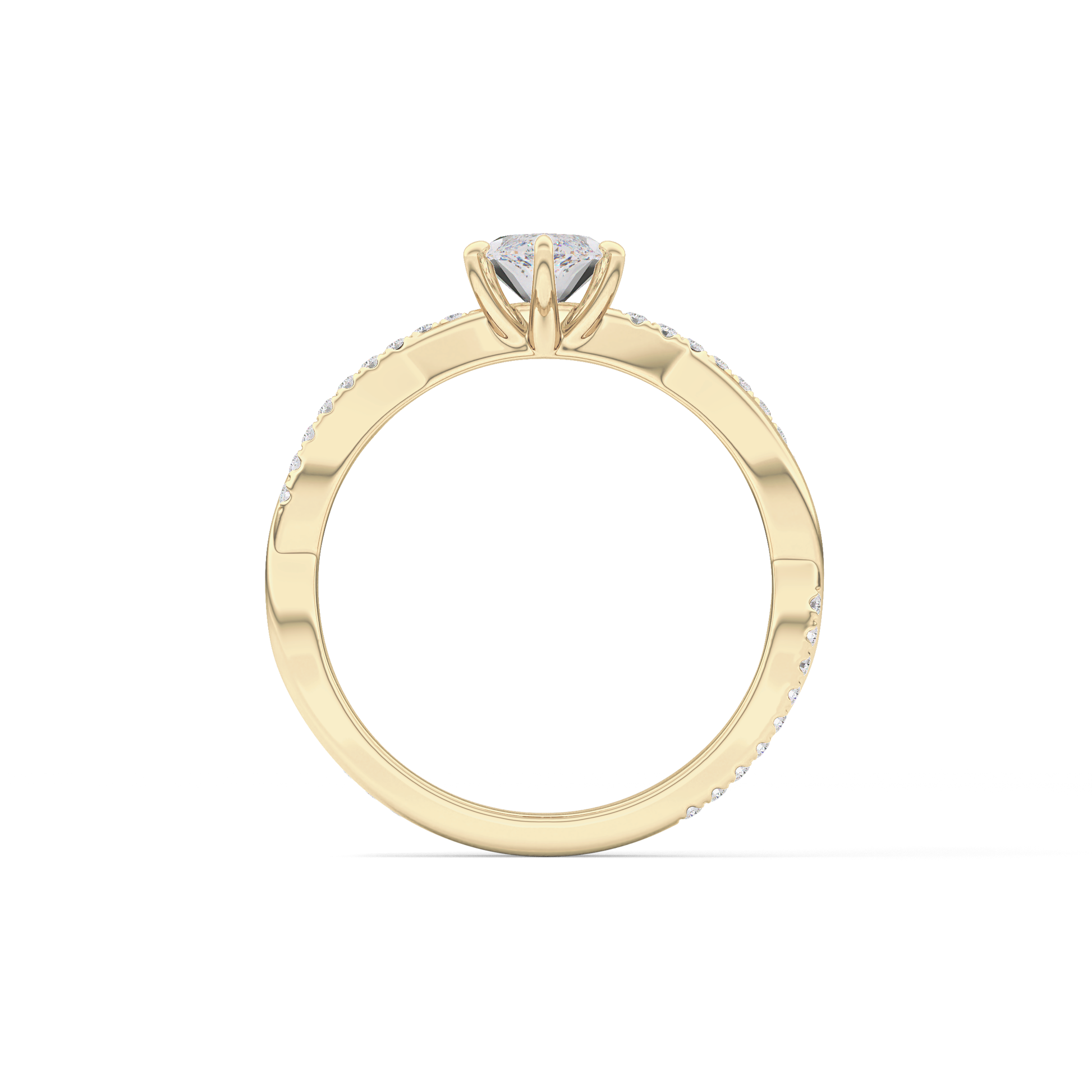 Marquise Cut 0.82 Carat Moissanite Ring – Criss Cross Pave Setting in Gold