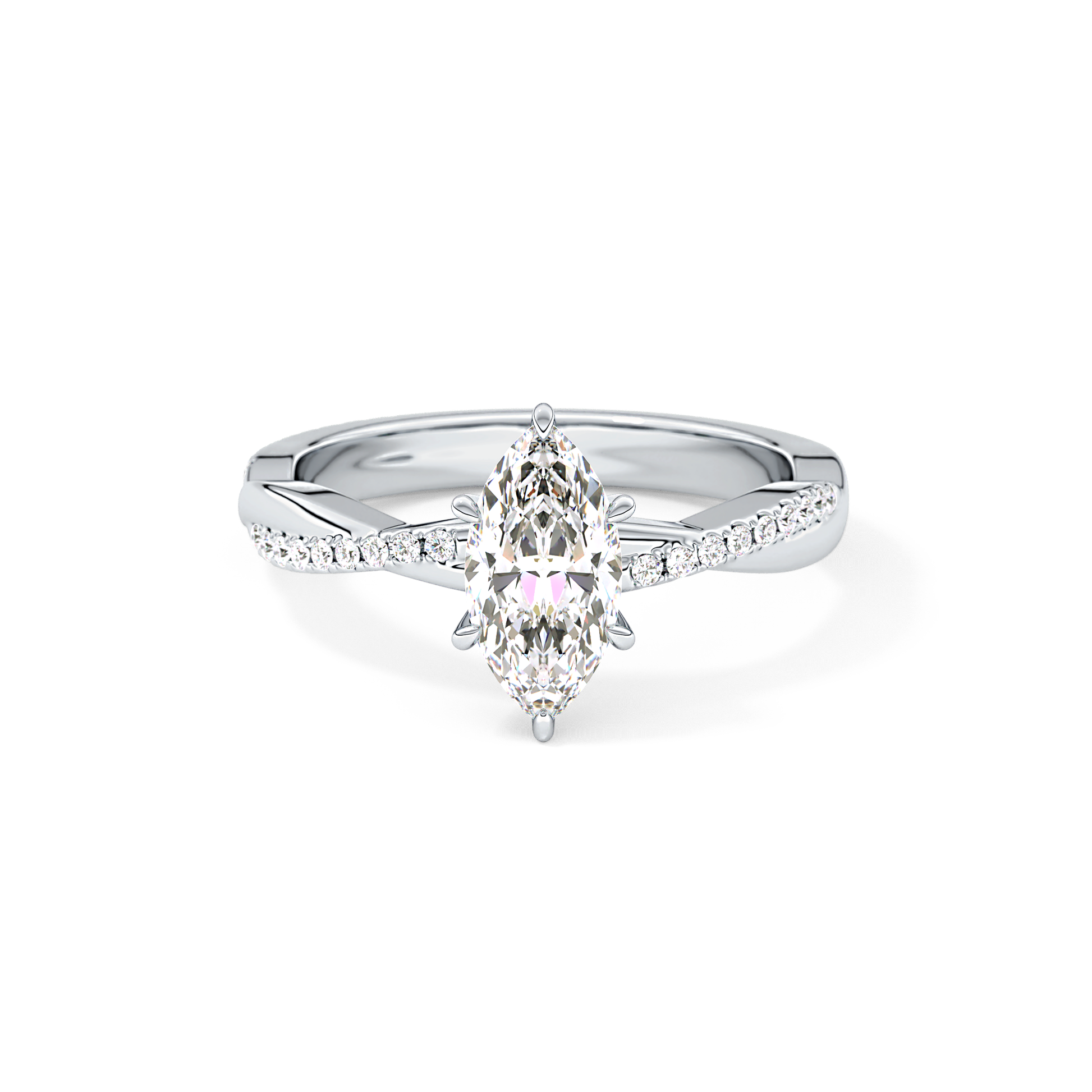 Marquise Cut 0.82 Carat Moissanite Ring – Criss Cross Pave Setting in Gold