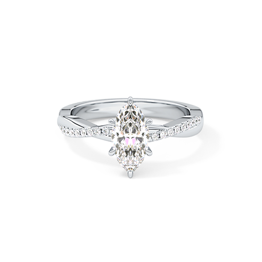 Marquise Cut 0.82 Carat Moissanite Ring – Criss Cross Pave Setting in Gold