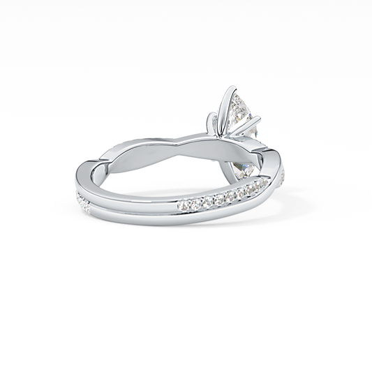 Marquise Cut 0.82 Carat Moissanite Ring – Criss Cross Pave Setting in Gold