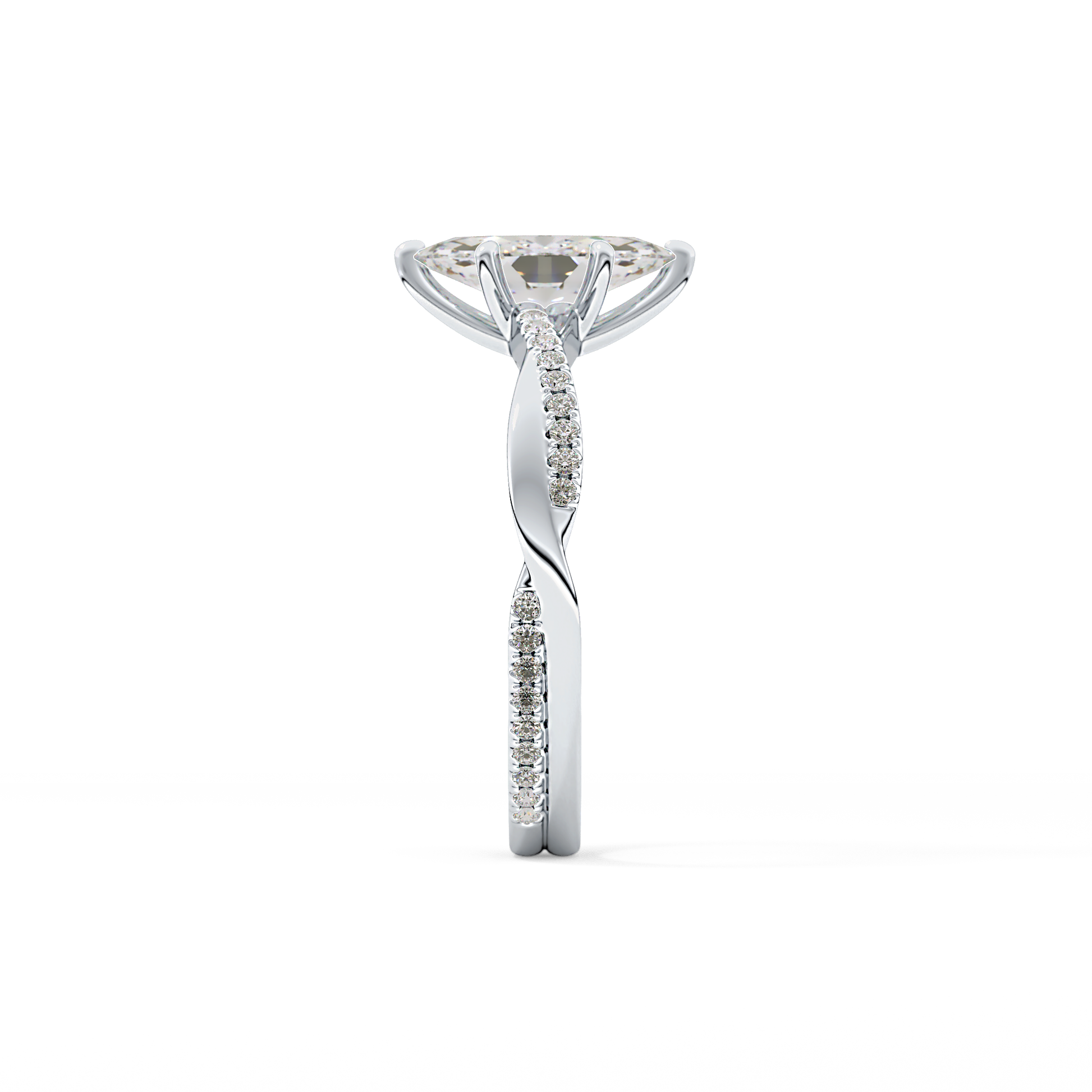 Marquise Cut 0.82 Carat Moissanite Ring – Criss Cross Pave Setting in Gold