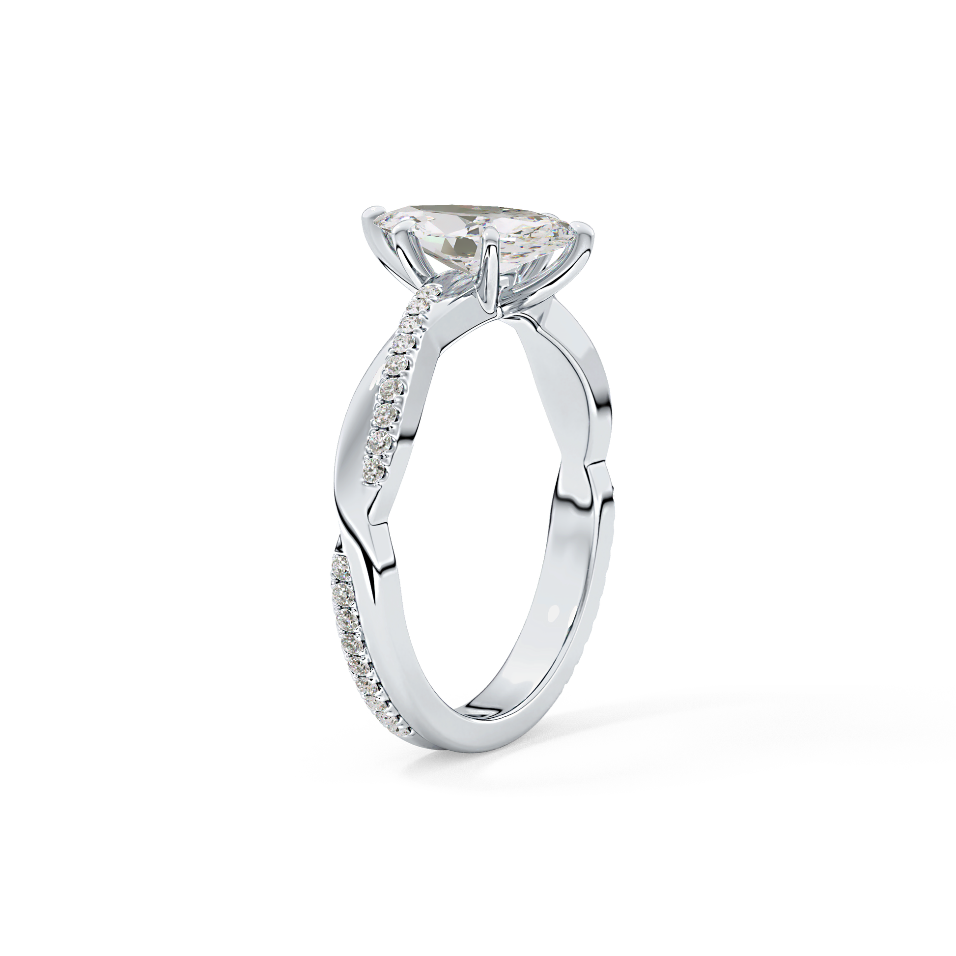 Marquise Cut 0.82 Carat Moissanite Ring – Criss Cross Pave Setting in Gold