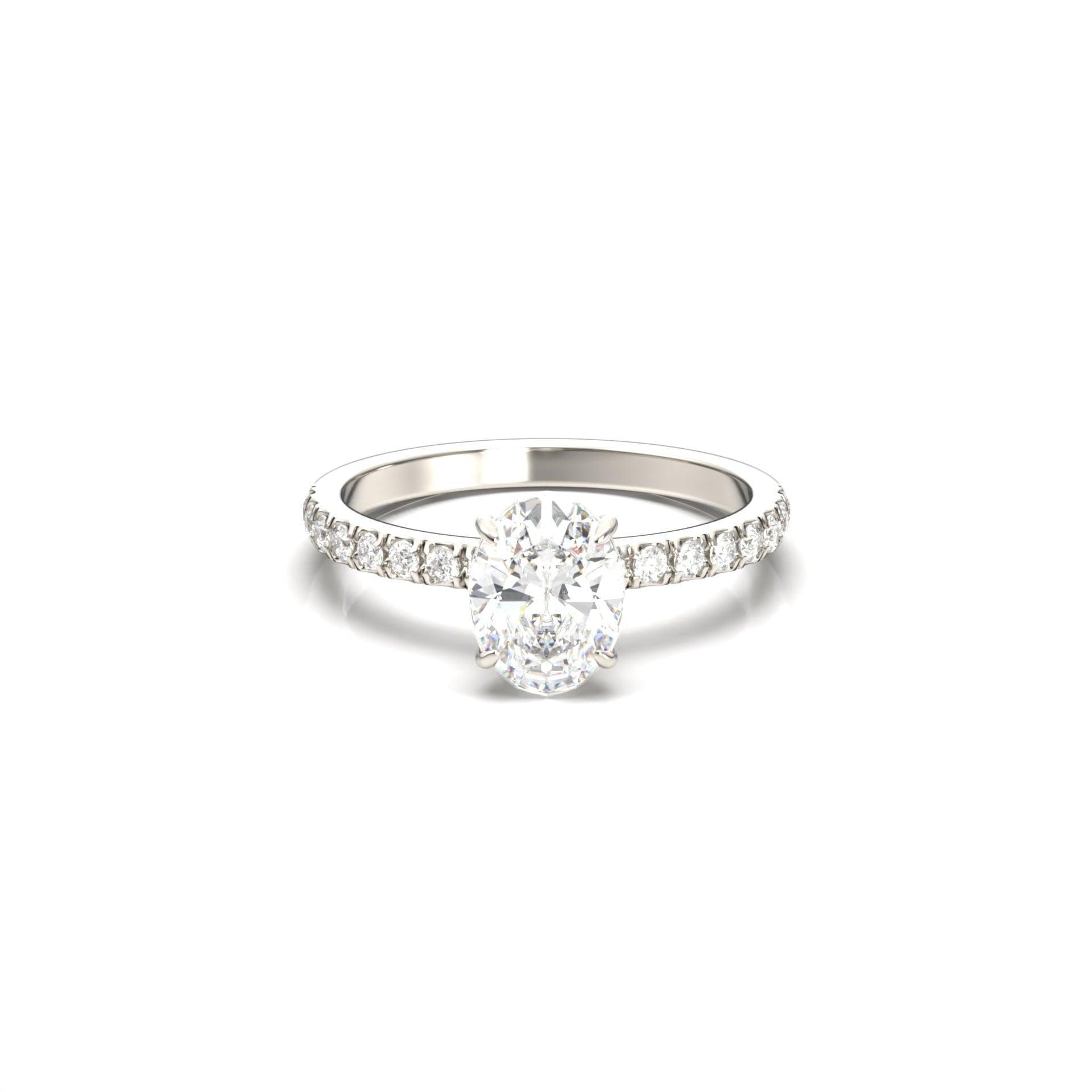 2 CT Round Halo & Pave Lab Grown Diamond Engagement Ring