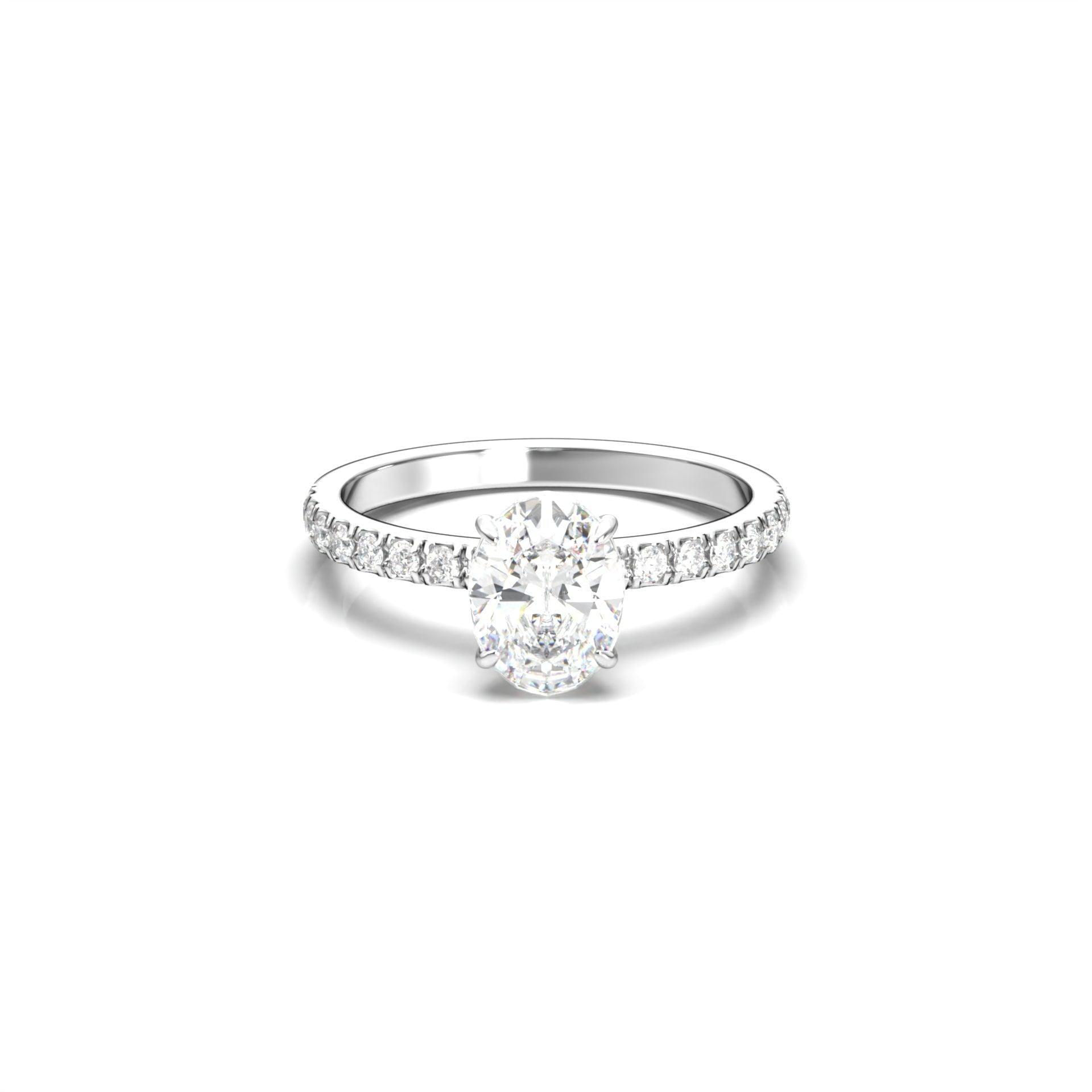 2 CT Round Halo & Pave Lab Grown Diamond Engagement Ring
