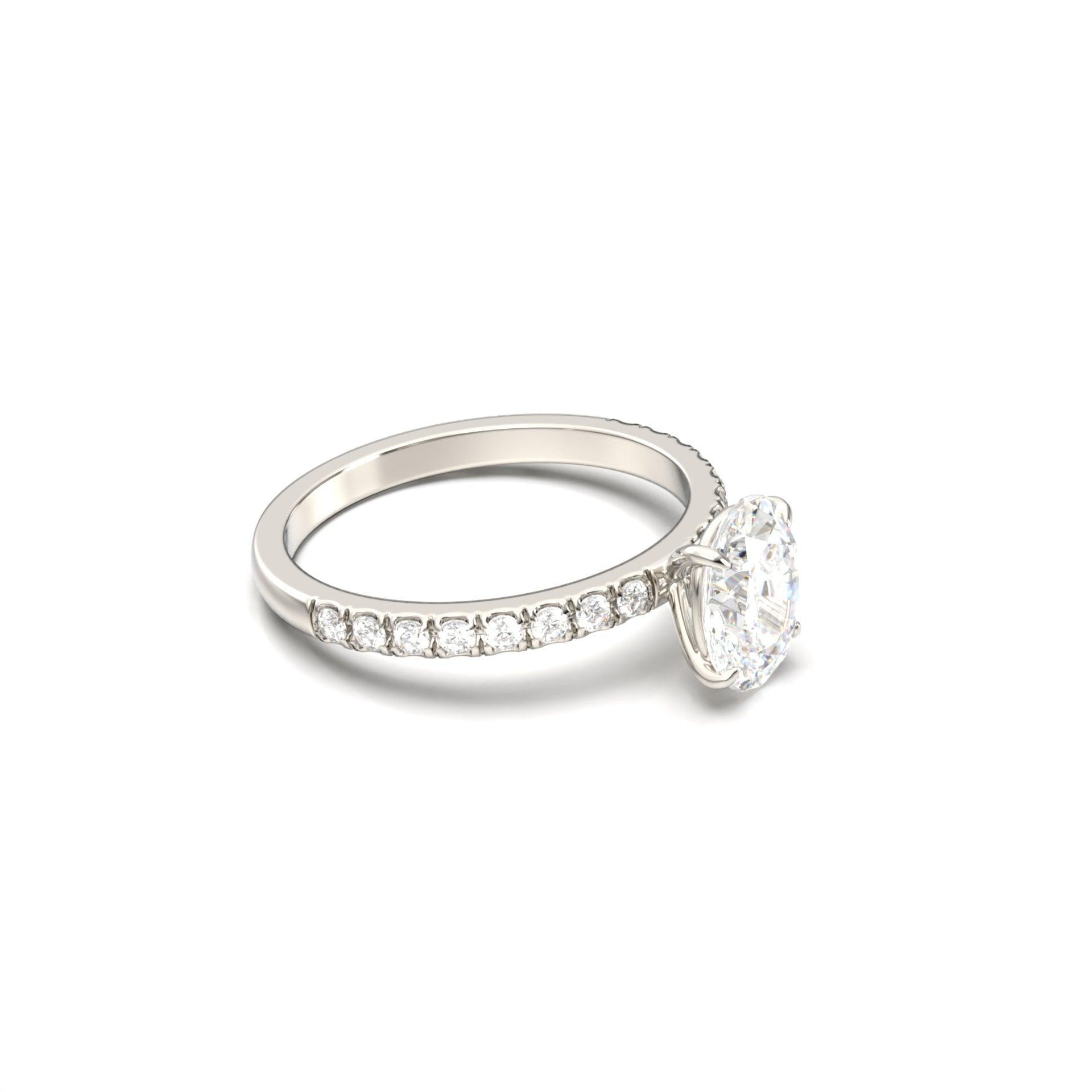 2 CT Round Halo & Pave Lab Grown Diamond Engagement Ring