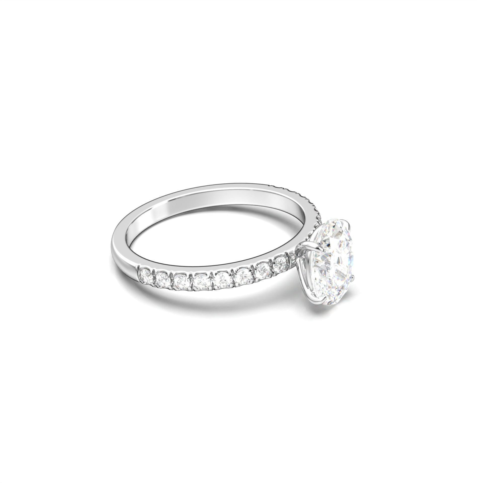 2 CT Round Halo & Pave Lab Grown Diamond Engagement Ring