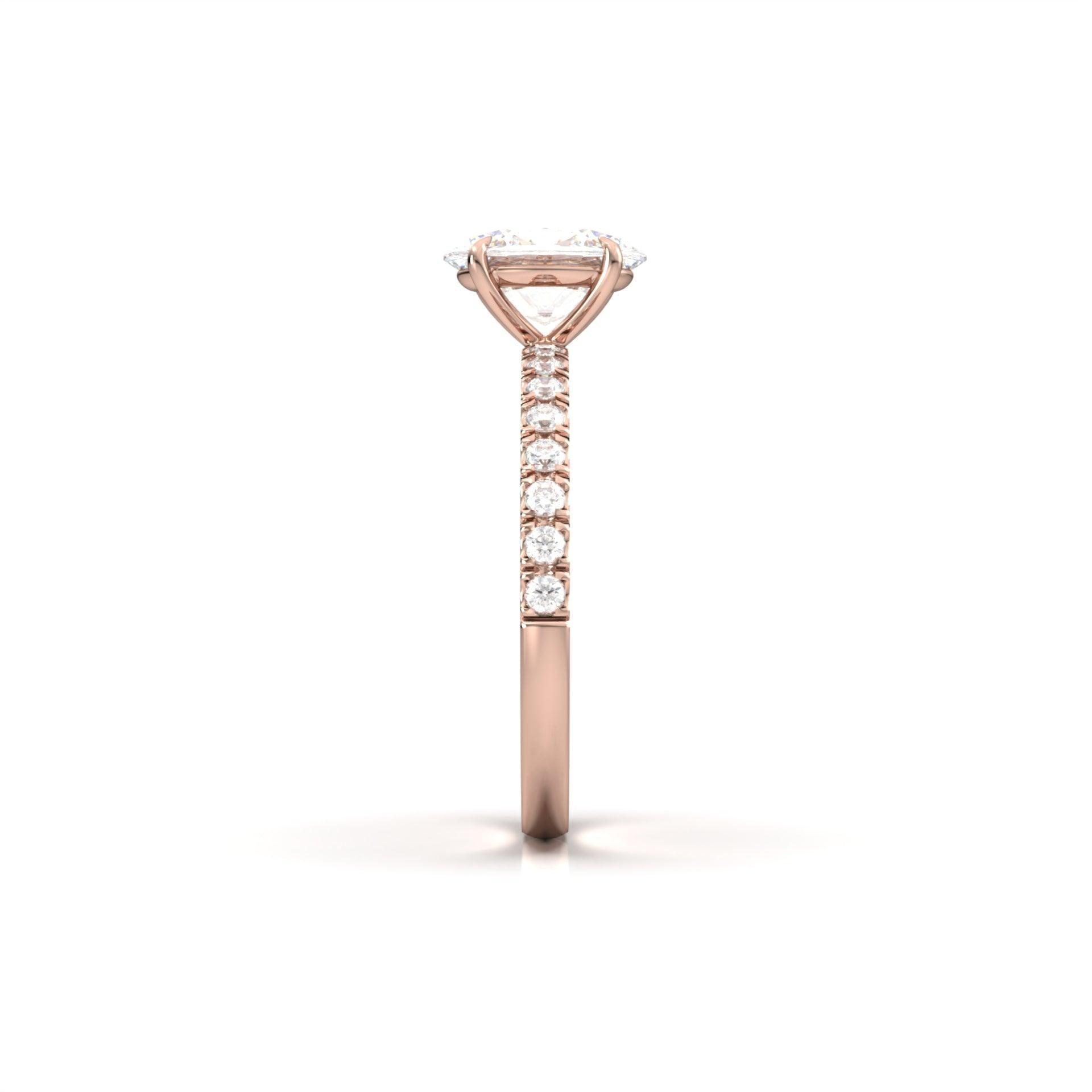 2 CT Round Halo & Pave Lab Grown Diamond Engagement Ring