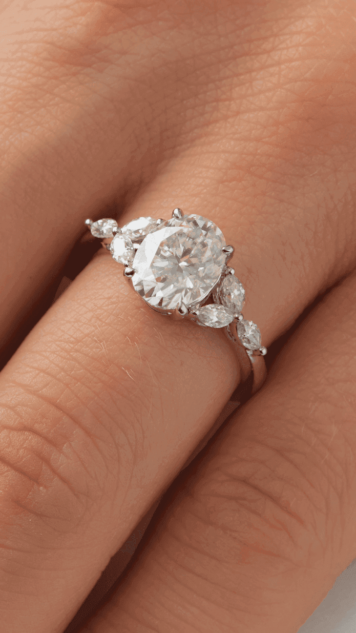 2 CT Round Halo & Pave Lab Grown Diamond Engagement Ring