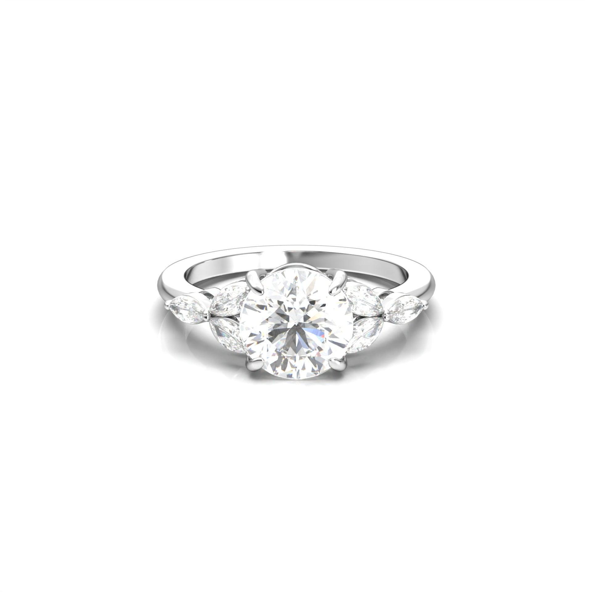 2 CT Round Halo & Pave Lab Grown Diamond Engagement Ring