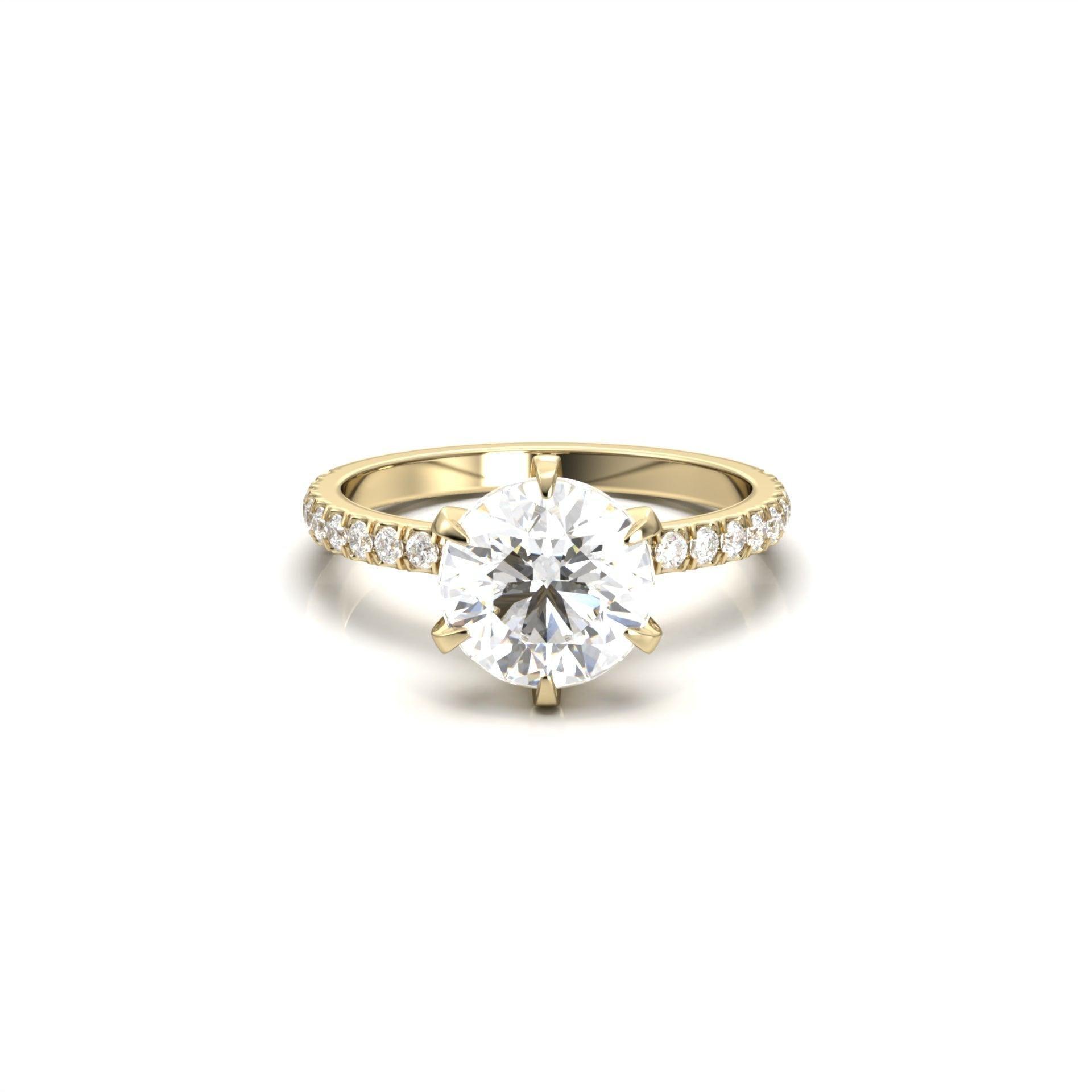 2 CT Round Halo & Pave Lab Grown Diamond Engagement Ring