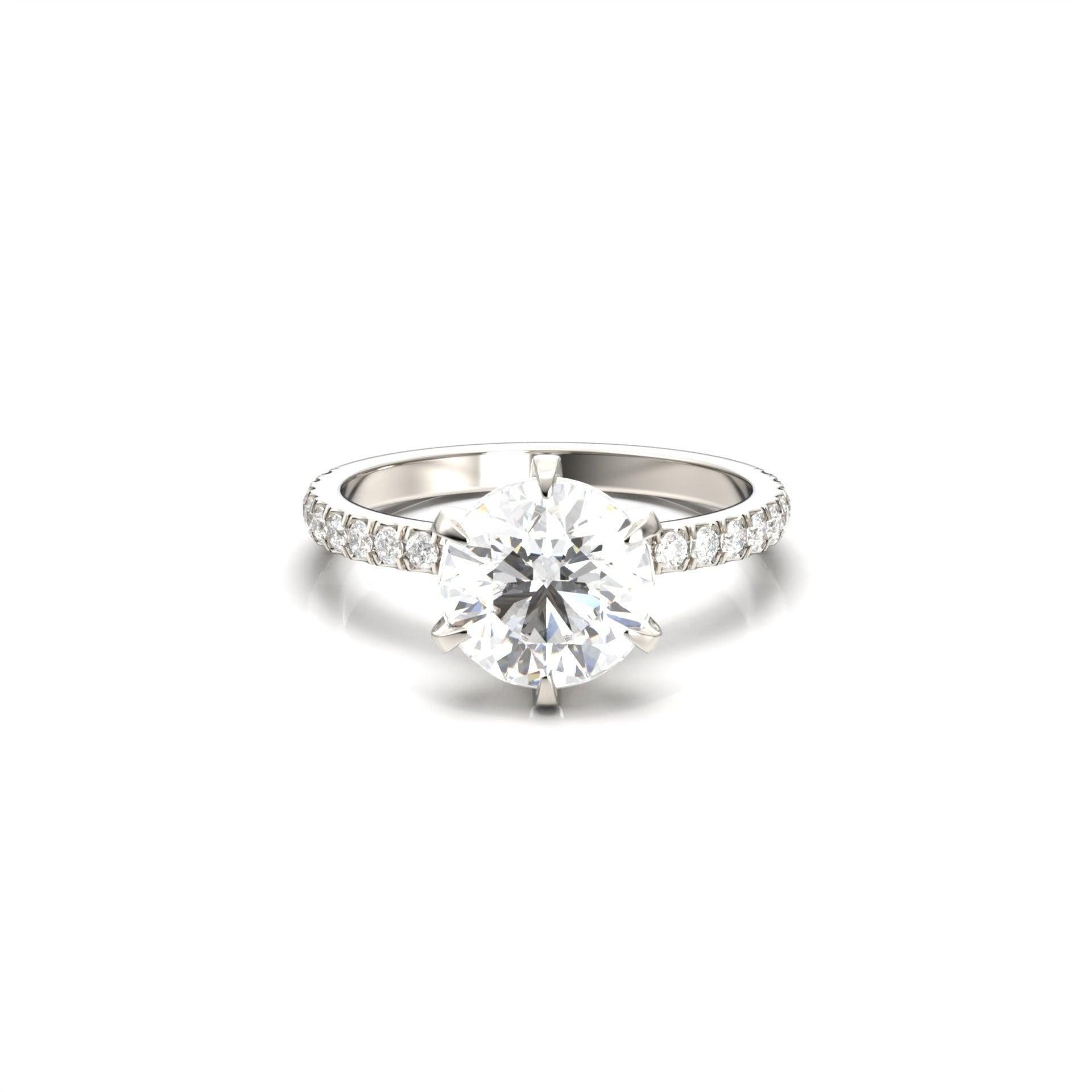 2 CT Round Halo & Pave Lab Grown Diamond Engagement Ring