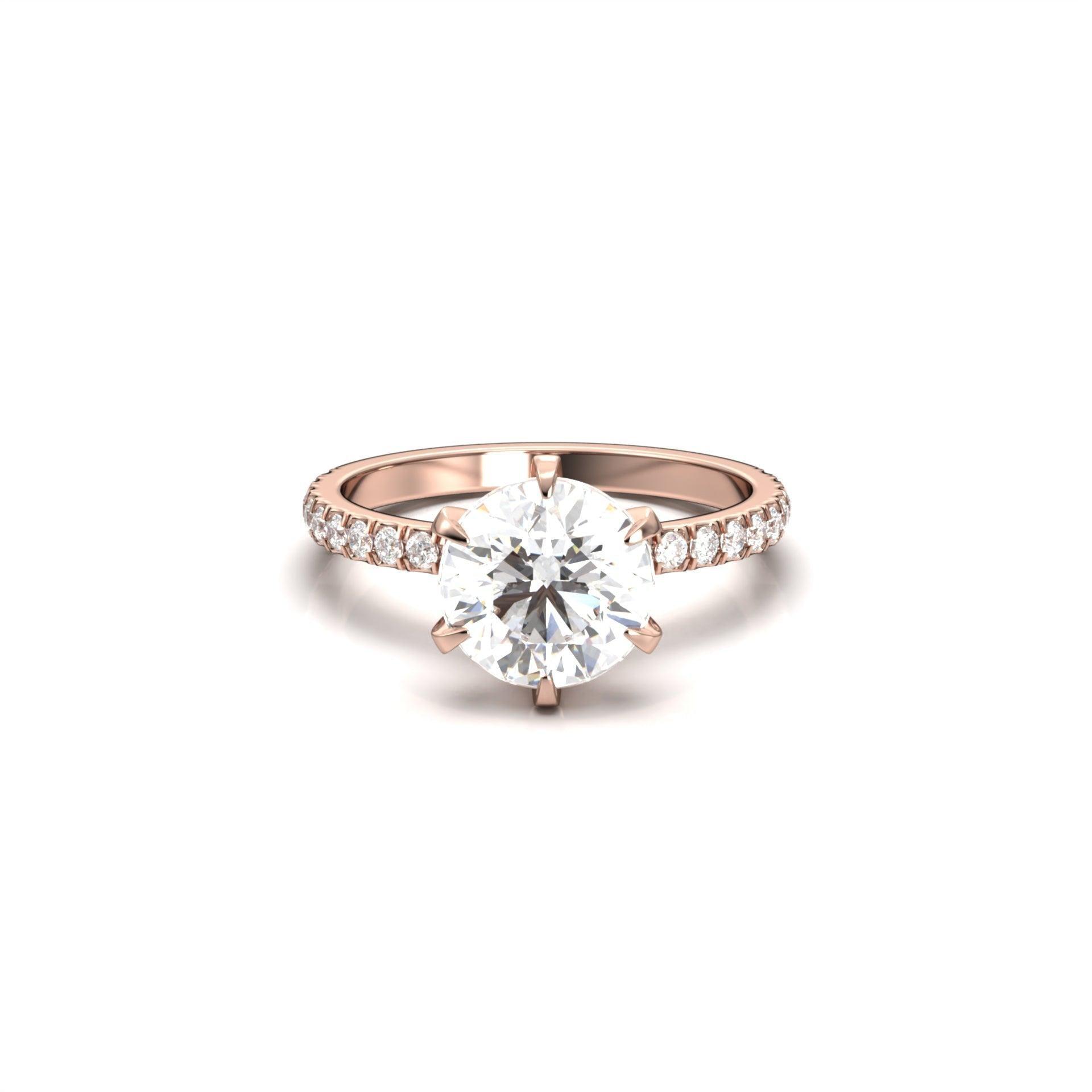 2 CT Round Halo & Pave Lab Grown Diamond Engagement Ring