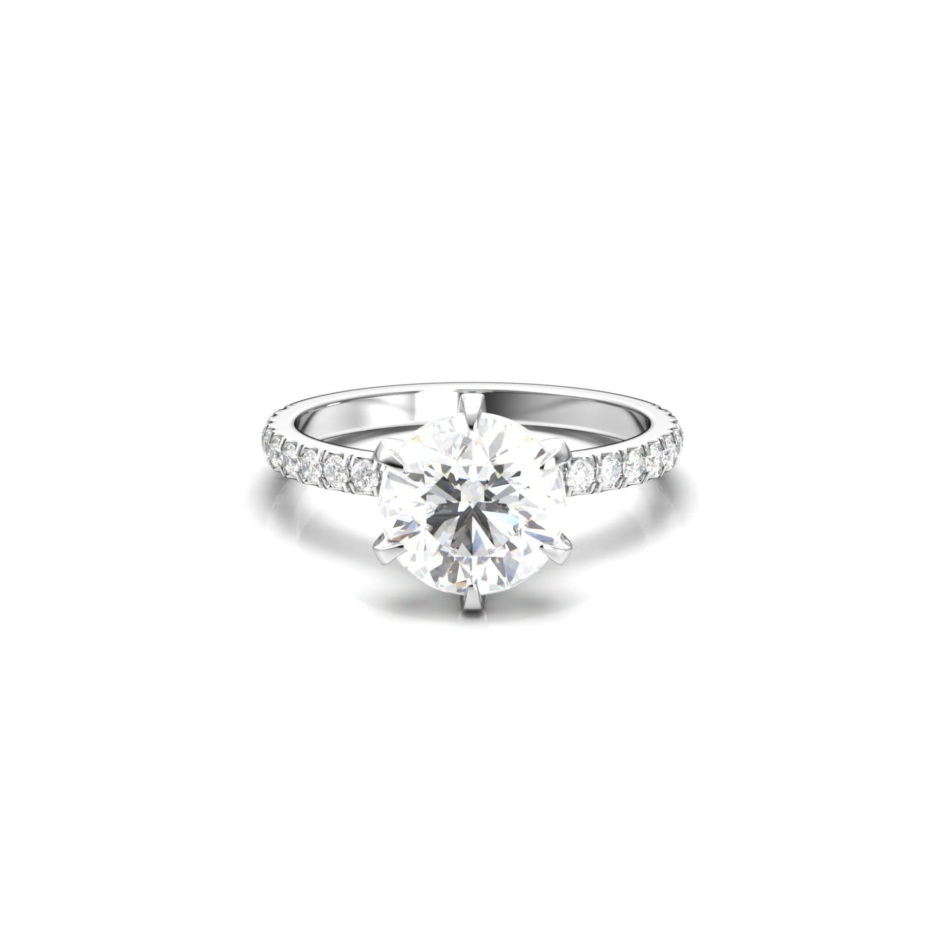 2 CT Round Halo & Pave Lab Grown Diamond Engagement Ring