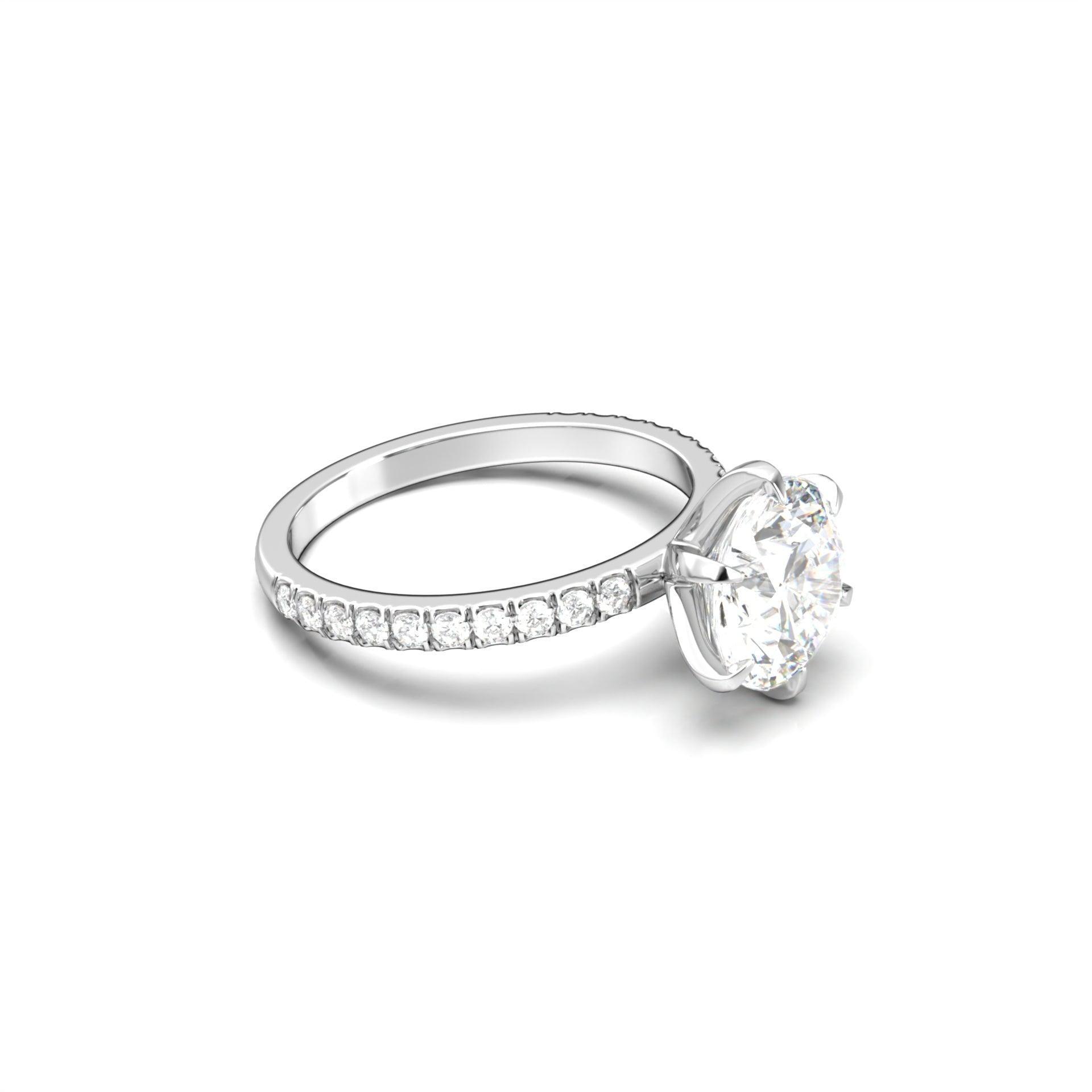 2 CT Round Halo & Pave Lab Grown Diamond Engagement Ring