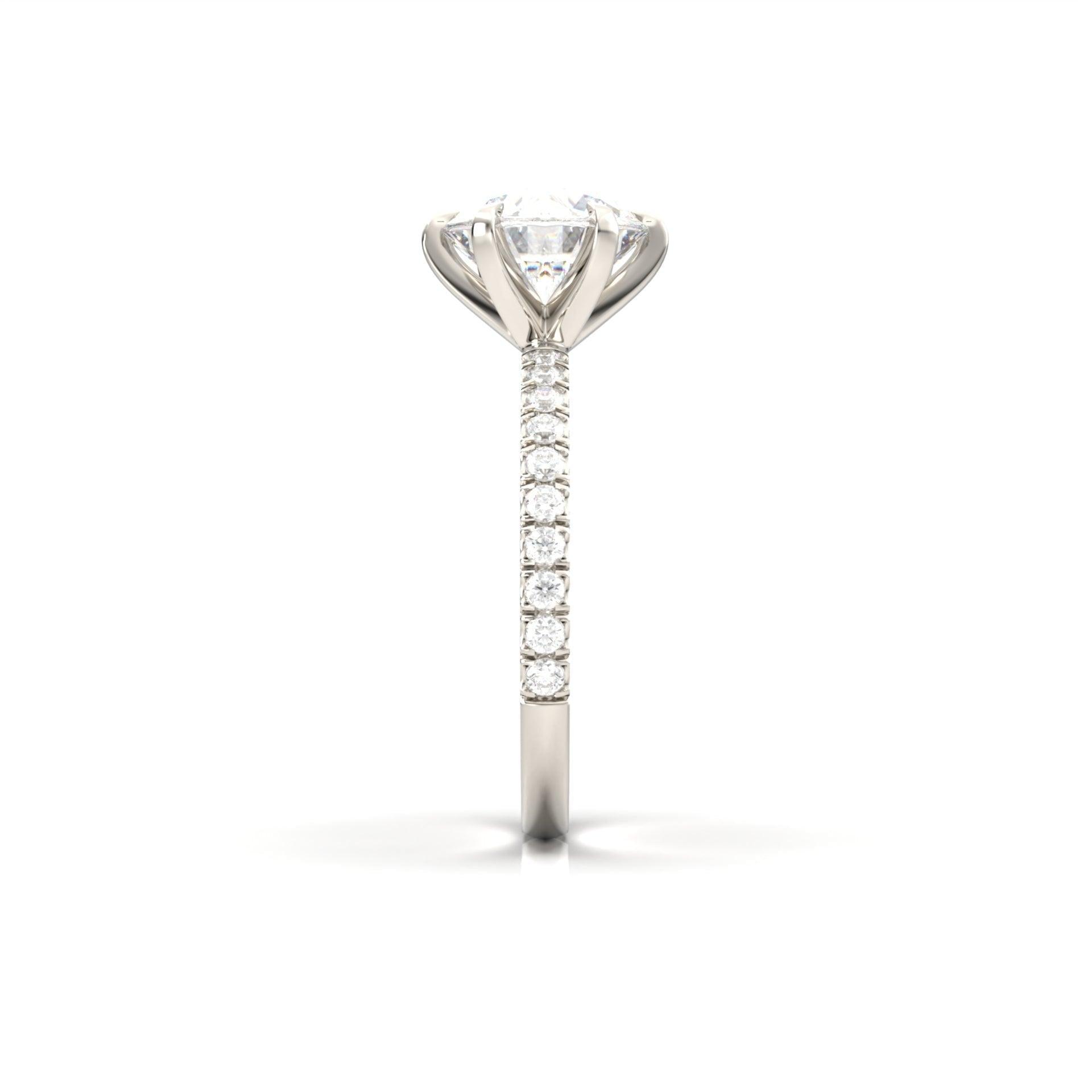 2 CT Round Halo & Pave Lab Grown Diamond Engagement Ring