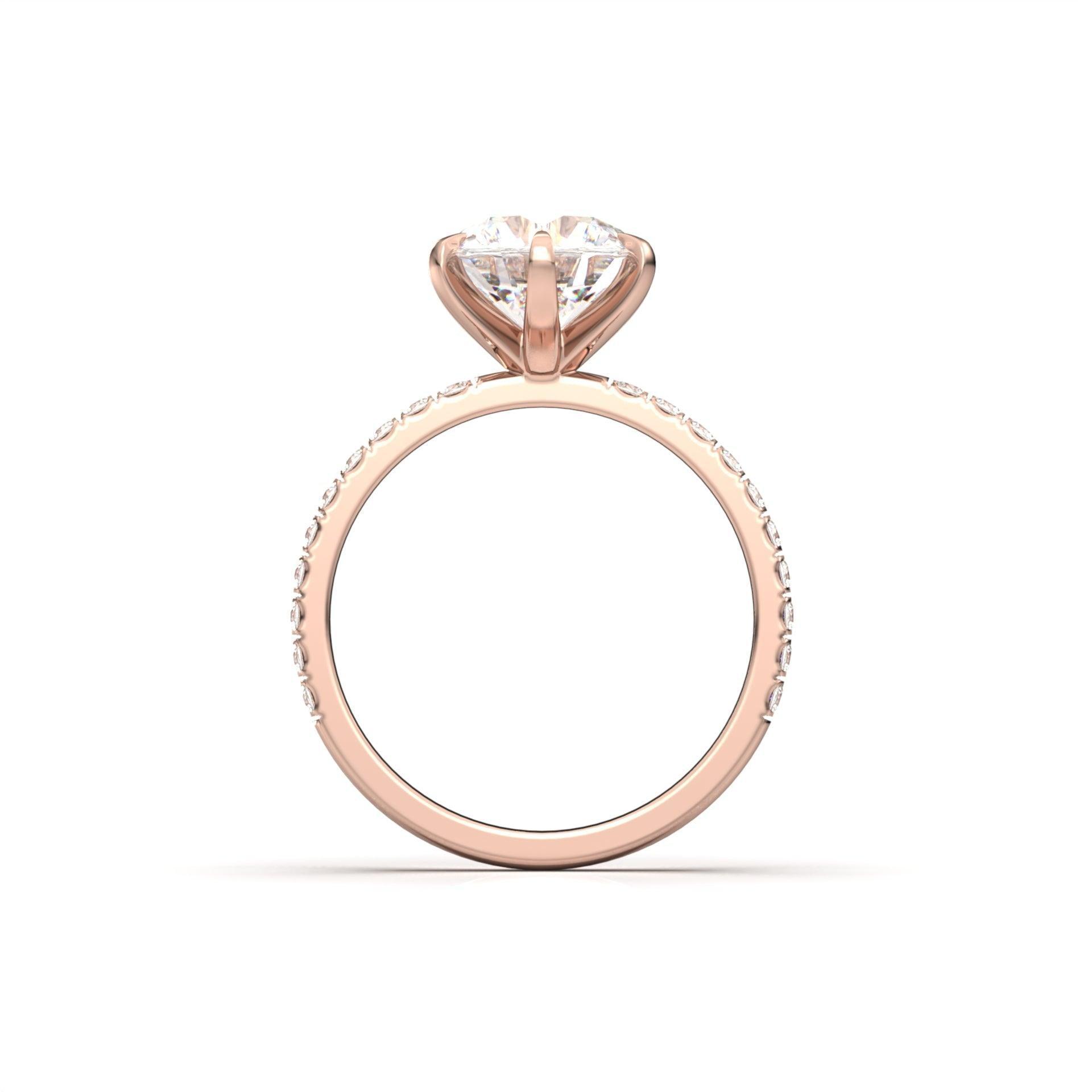 2 CT Round Halo & Pave Lab Grown Diamond Engagement Ring