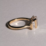 2.05 CT Emerald Three Stone Lab Grown Diamond Engagement Ring