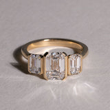 2.05 CT Emerald Three Stone Lab Grown Diamond Engagement Ring