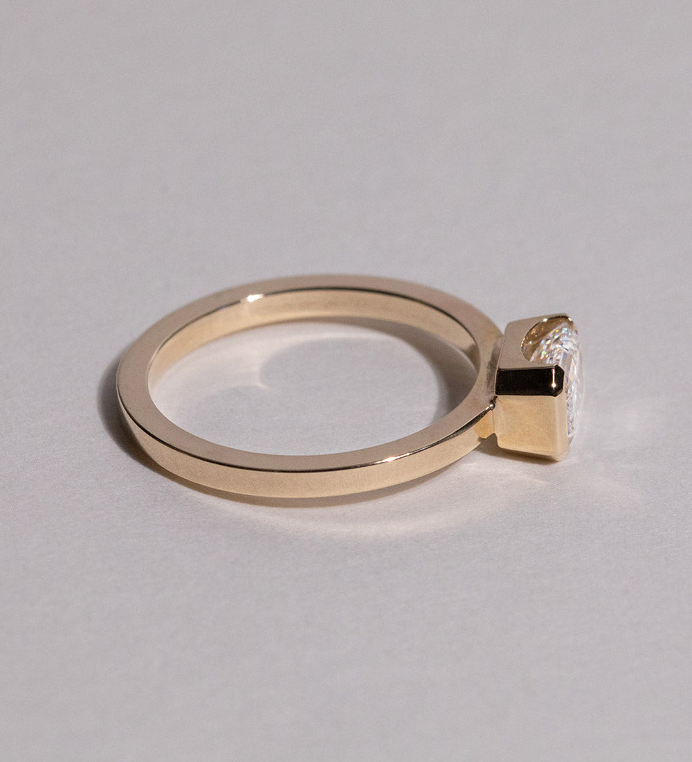 1 CT Emerald Bezel Lab Grown Diamond Engagement Ring
