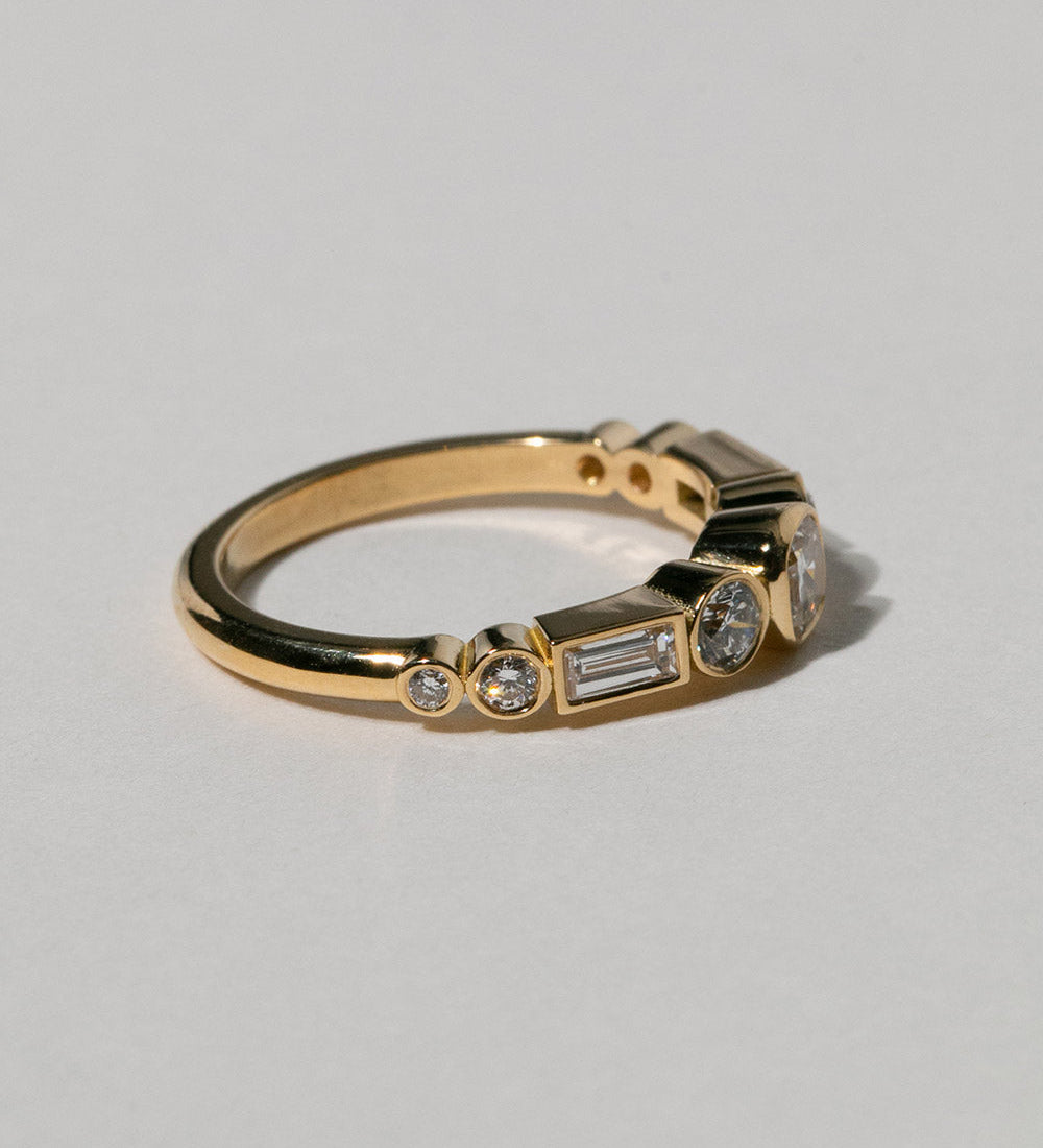 0.65 TCW Cushion, Round & Baguette Multi Stone Lab Grown Diamond Engagement Ring