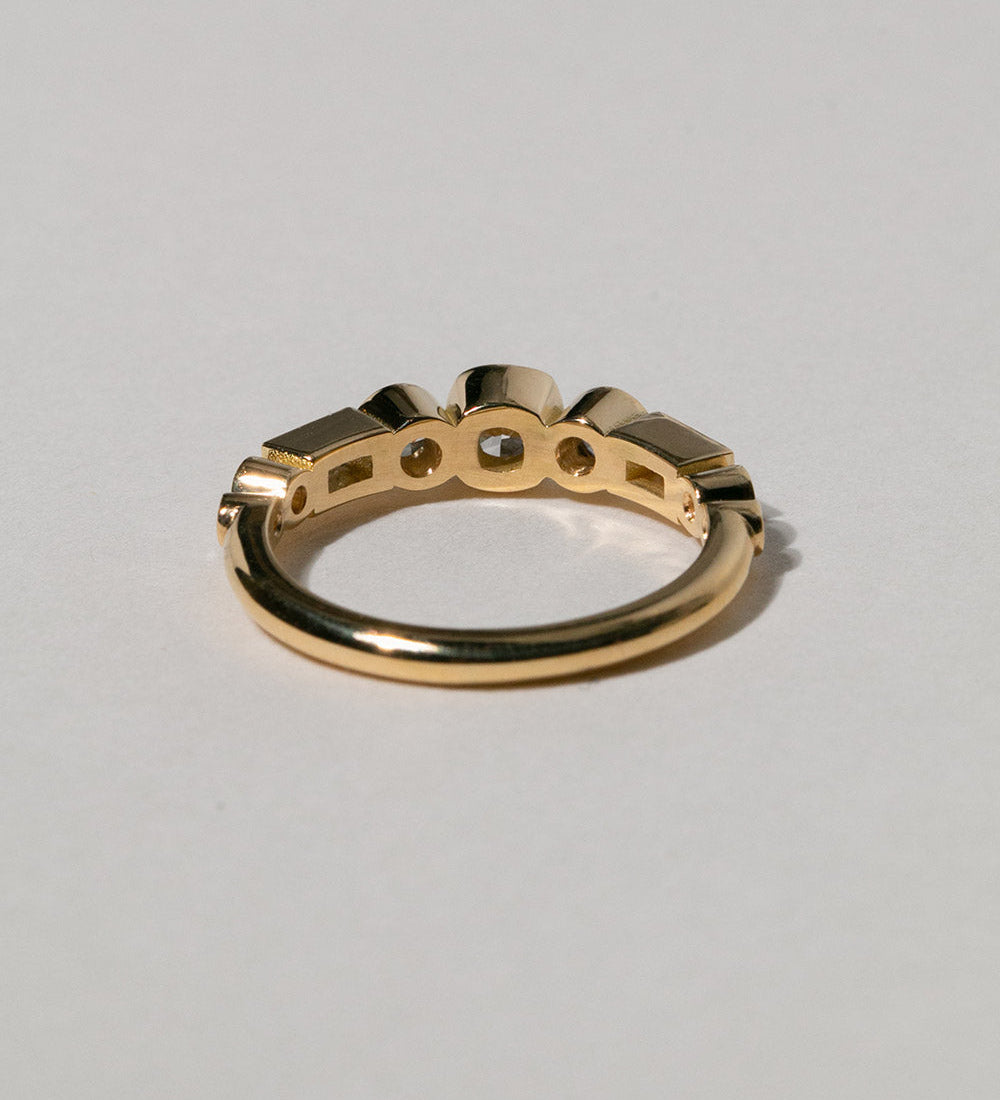 0.65 TCW Cushion, Round & Baguette Multi Stone Lab Grown Diamond Engagement Ring