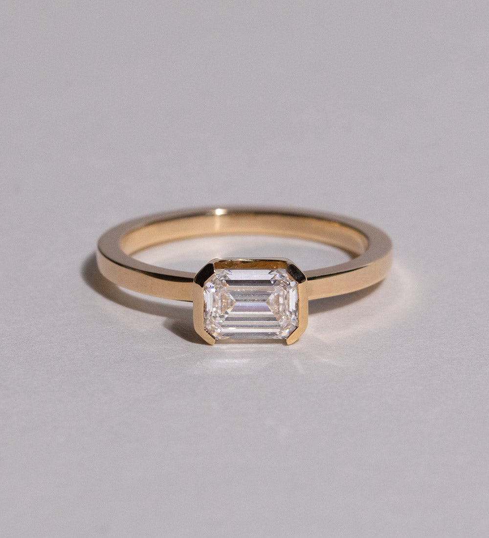 1 CT Emerald Bezel Lab Grown Diamond Engagement Ring
