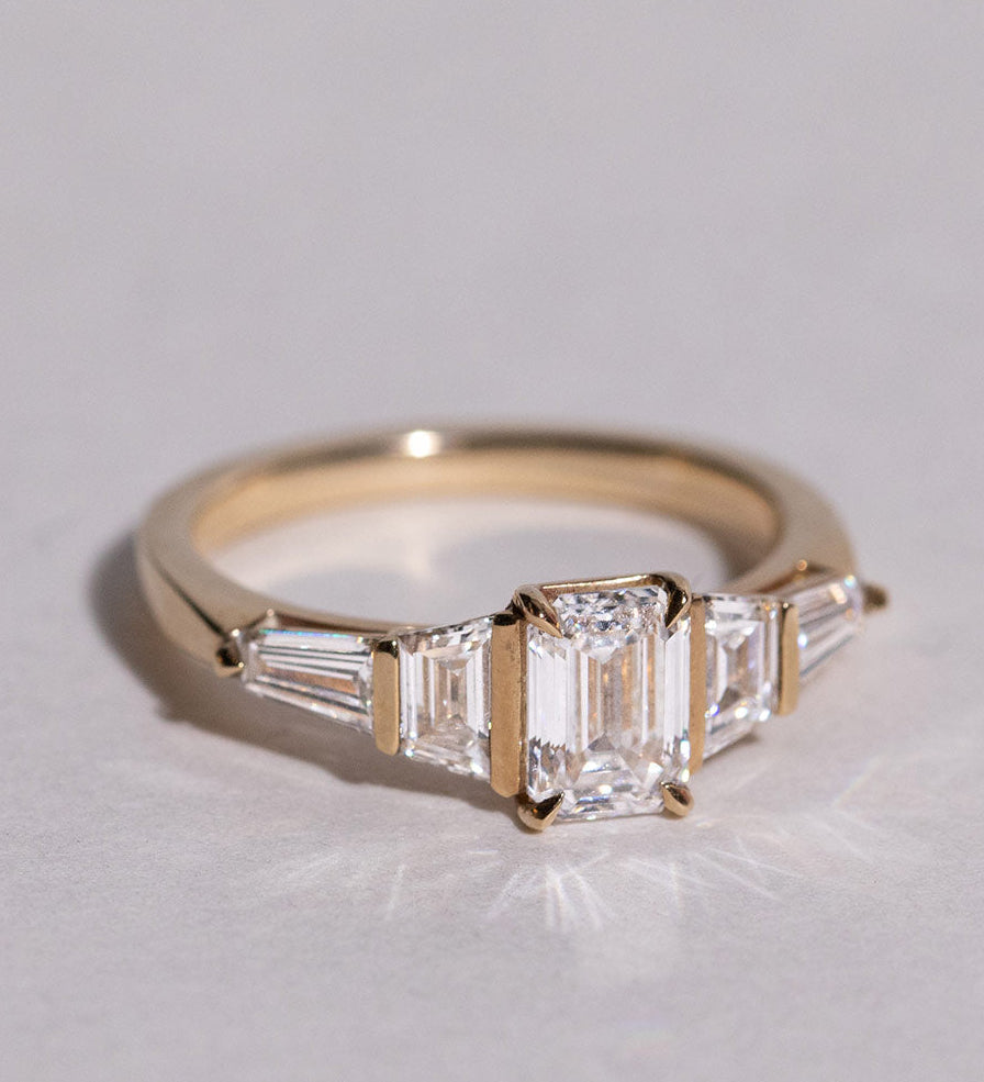 1.02 CT Emerald Five Stone Lab Grown Diamond Engagement Ring