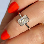 Emerald Half Bezel Lab Grown Diamond Engagement Ring