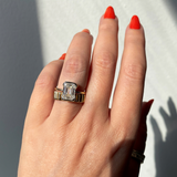 Emerald Half Bezel Lab Grown Diamond Engagement Ring
